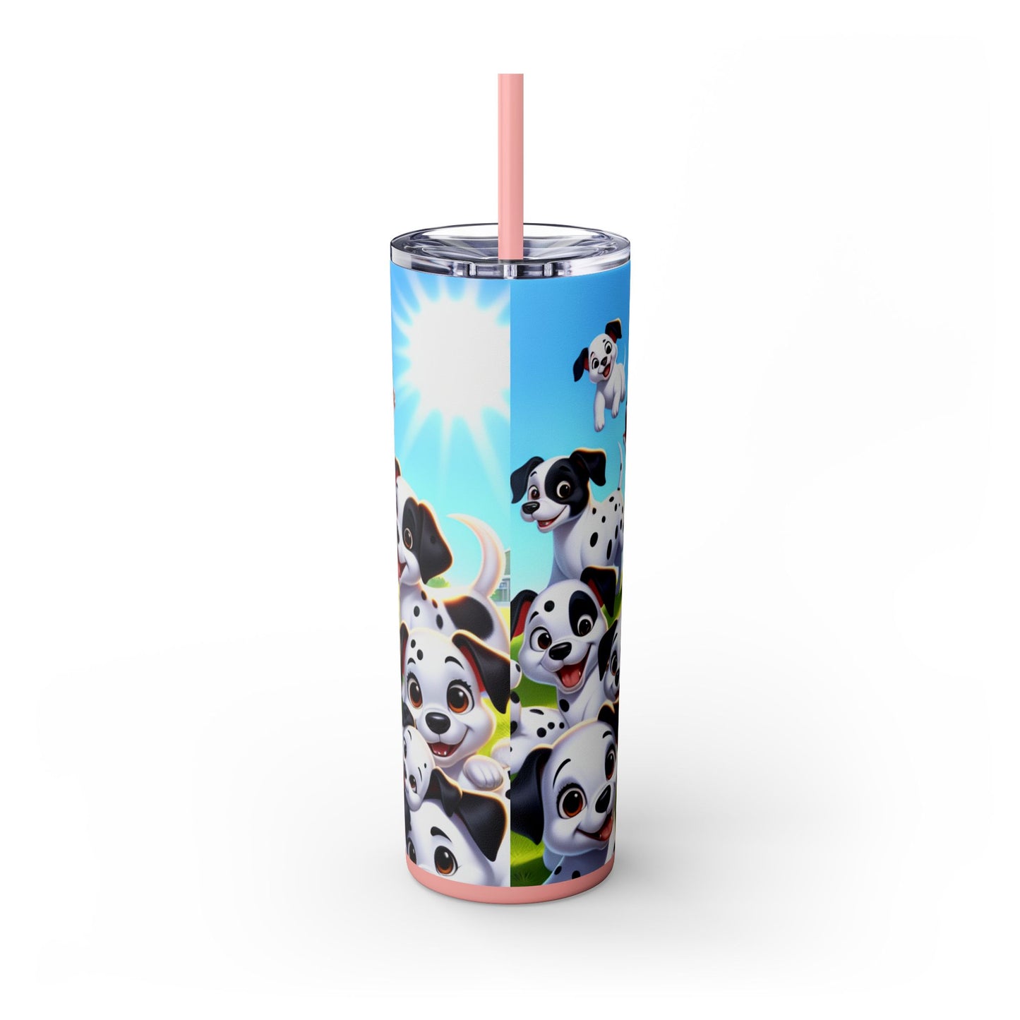 Dalmatian Skinny Tumbler with Straw, 20oz