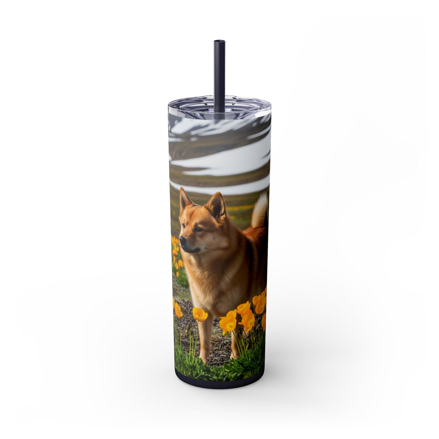 Norwegian Buhund Skinny Tumbler with Straw, 20oz