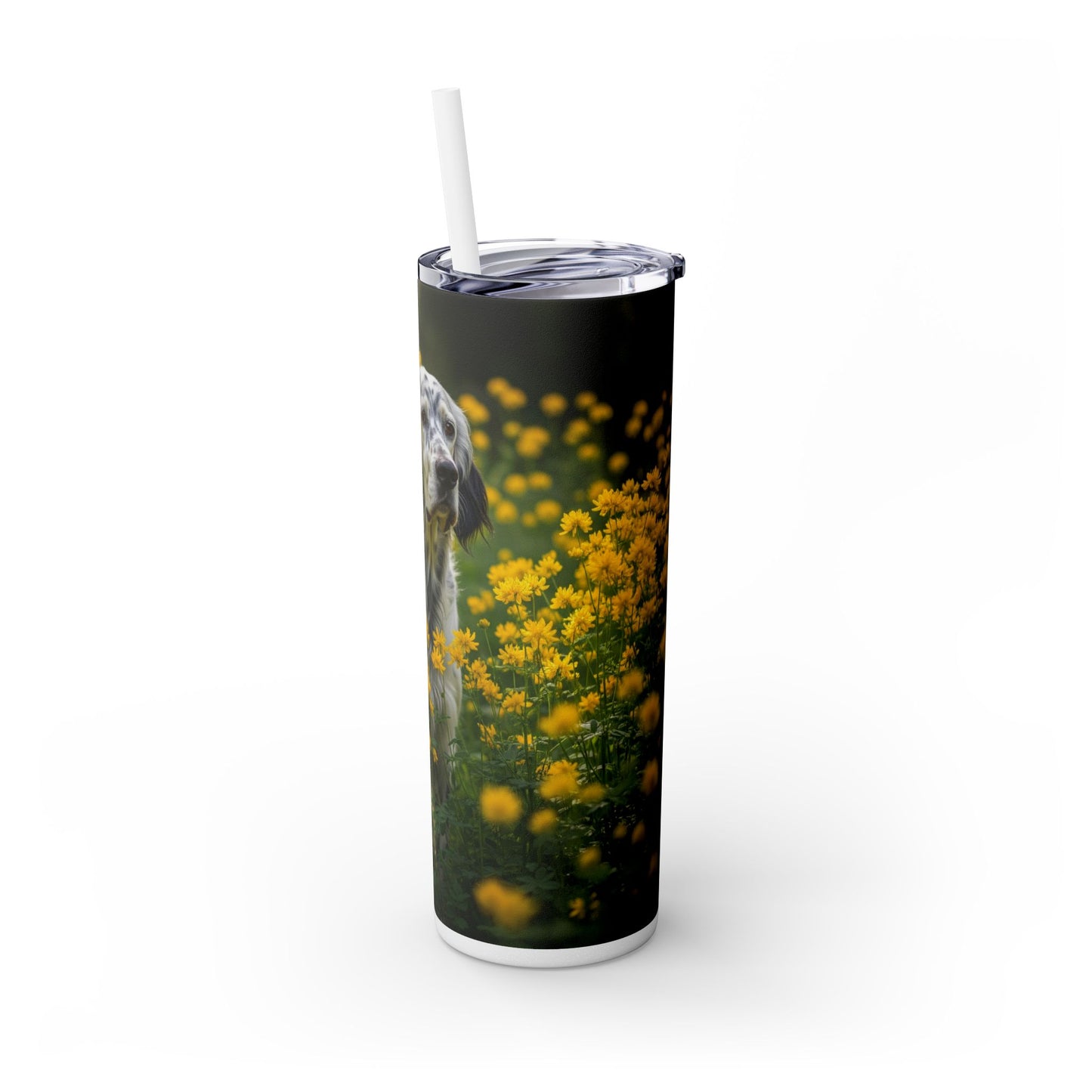English Setter Skinny Tumbler with Straw, 20oz