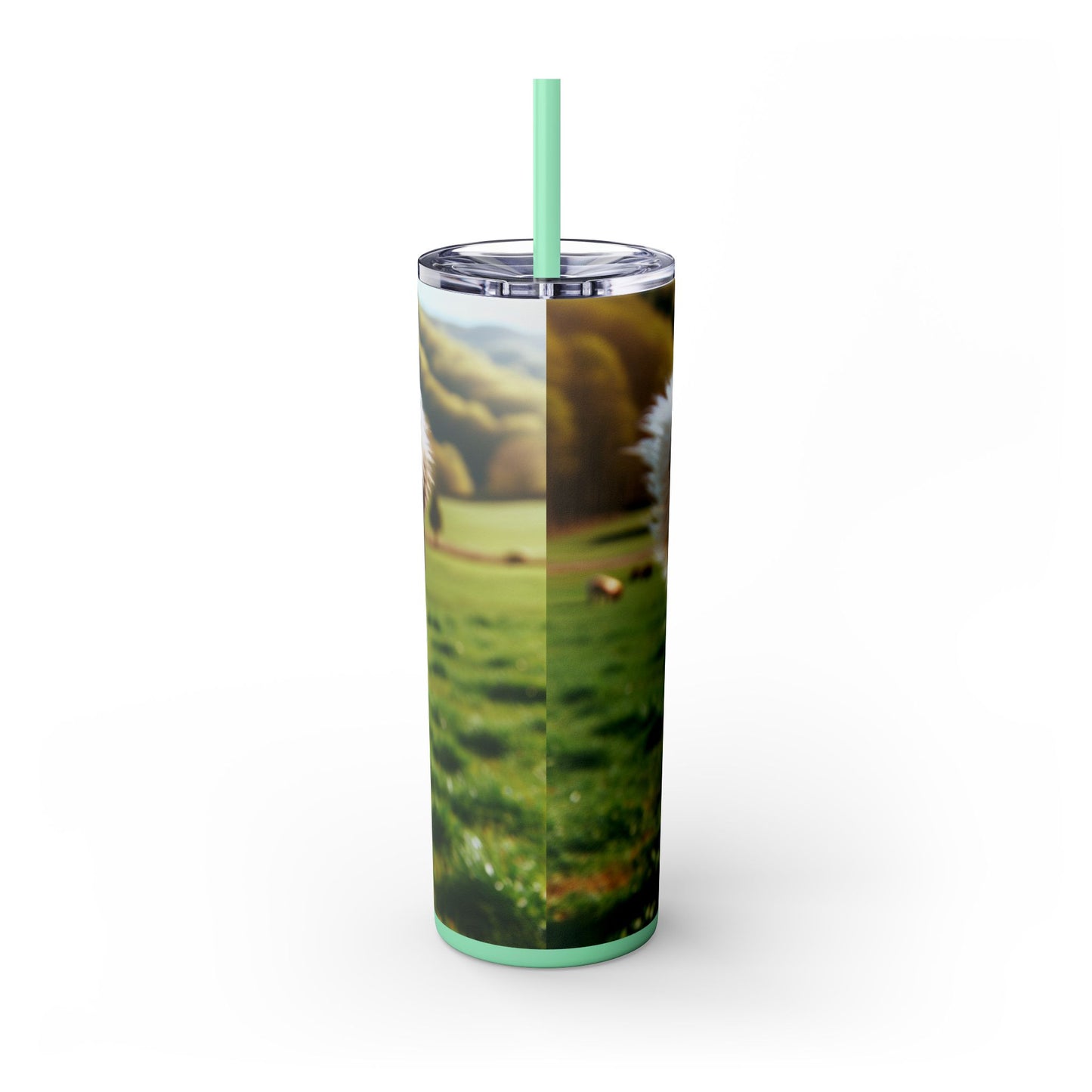 Pyrenean Mastiff Skinny Tumbler with Straw, 20oz