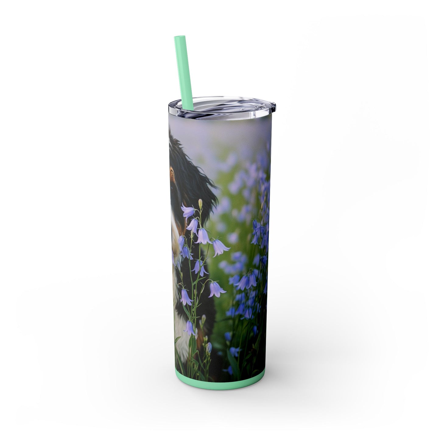Bernedoodle Skinny Tumbler with Straw, 20oz