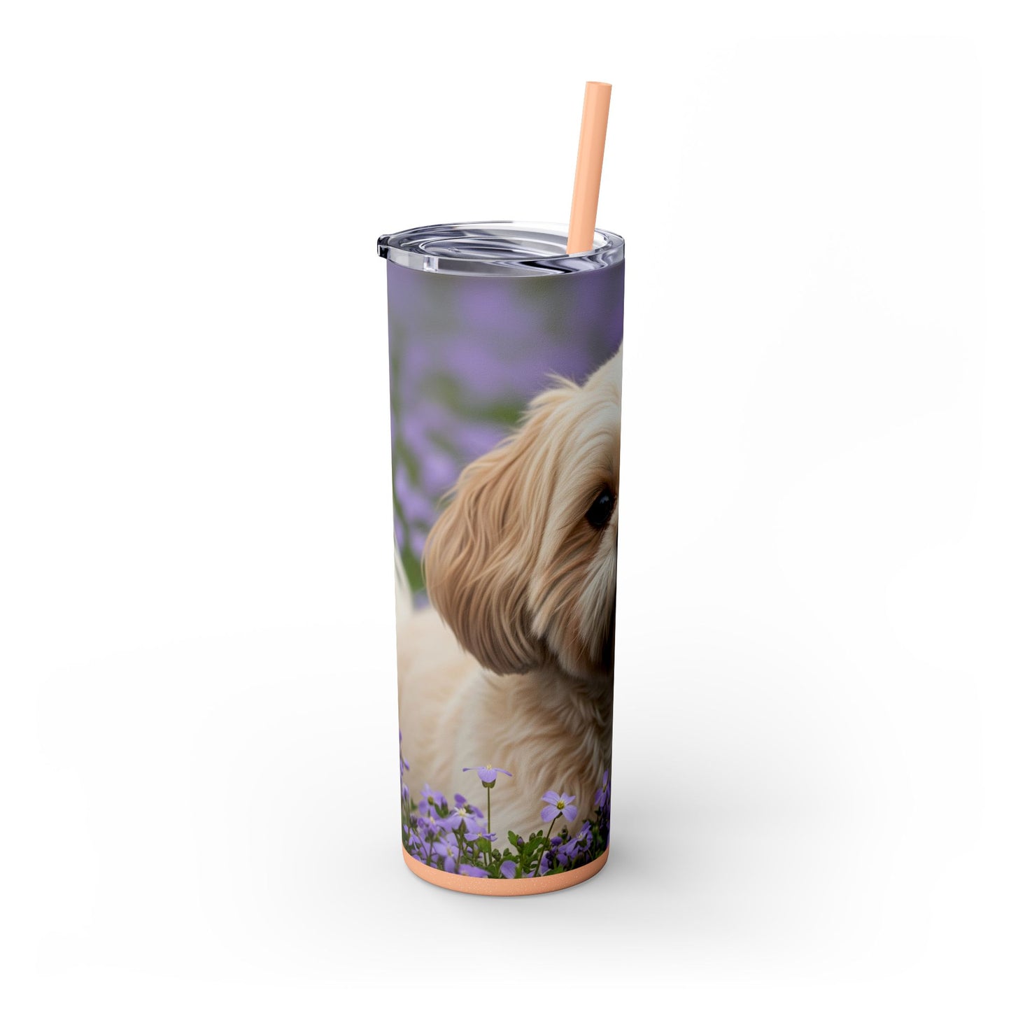 Shih-poo Skinny Tumbler with Straw, 20oz