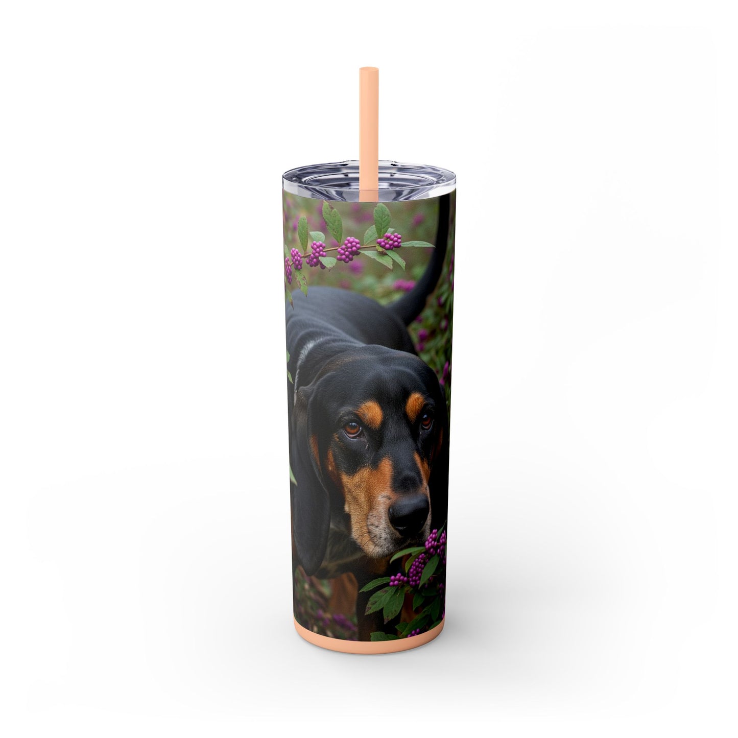Black and Tan Coonhound Tumbler with Straw, 20oz