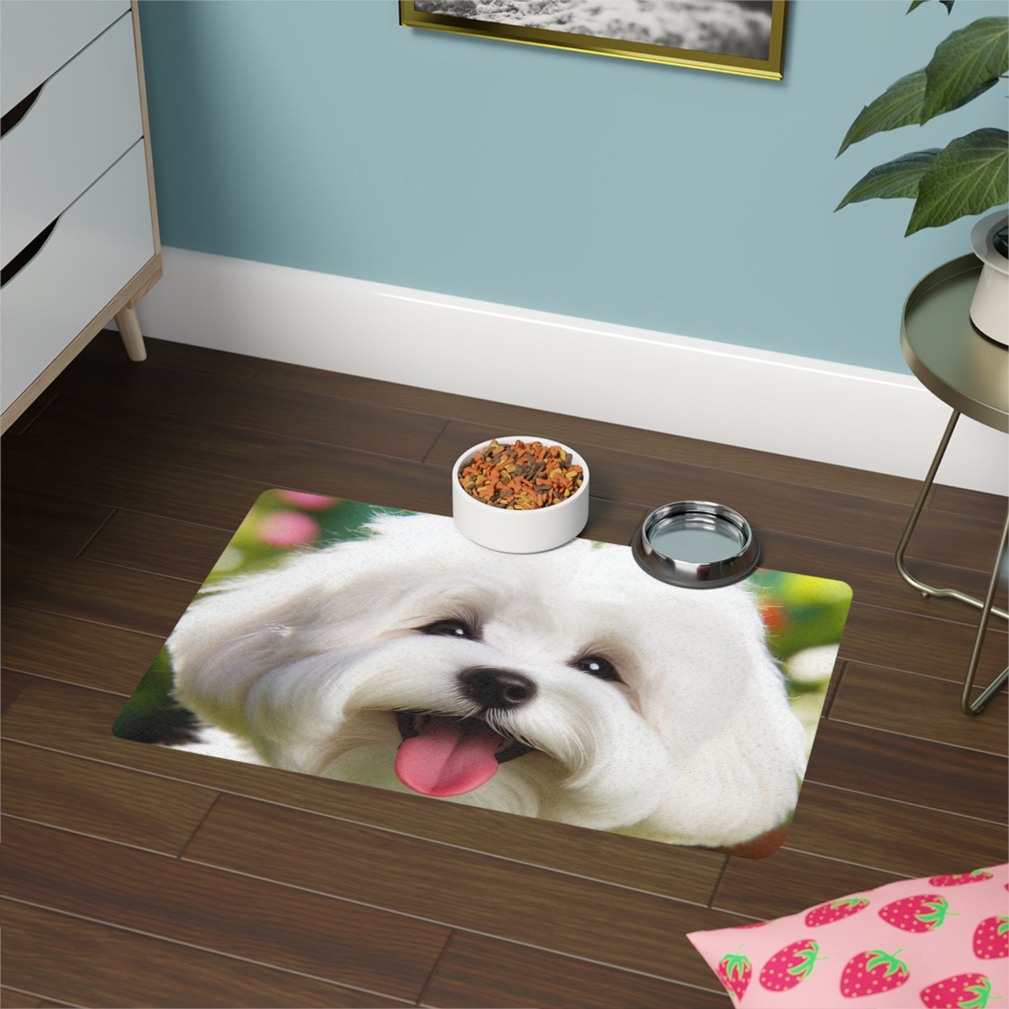 Tapete para comida de mascotas (12x18) - Coton de Tulear