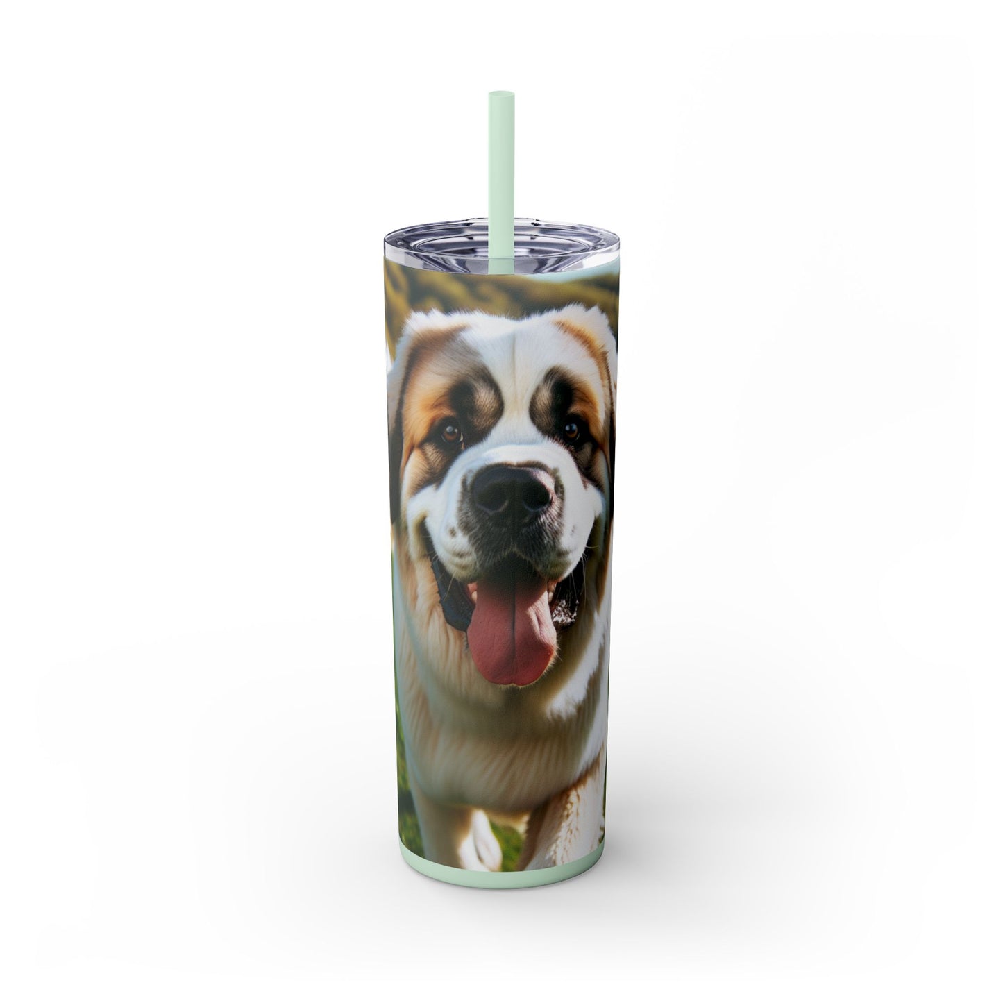 Pyrenean Mastiff Skinny Tumbler with Straw, 20oz