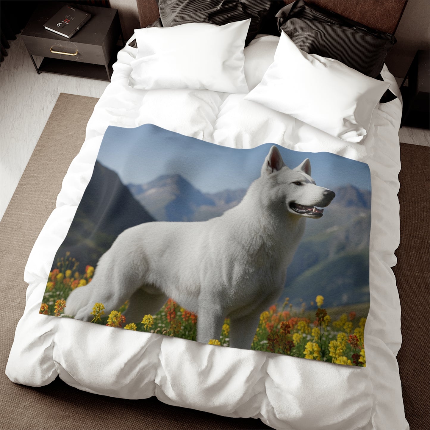 White Swiss Shepherd Dog Sweatshirt Blanket