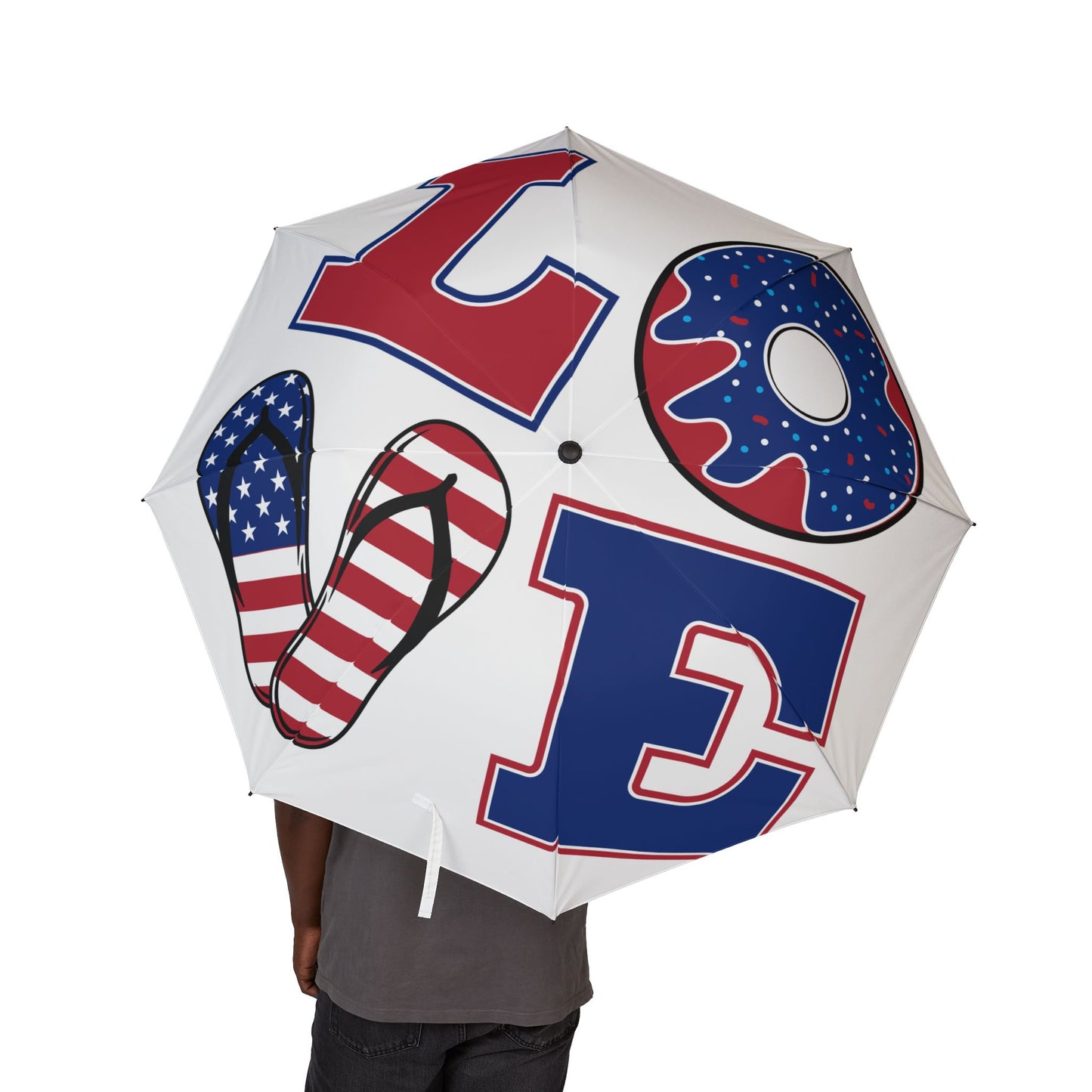 I Love America Semi-Automatic Foldable Umbrella