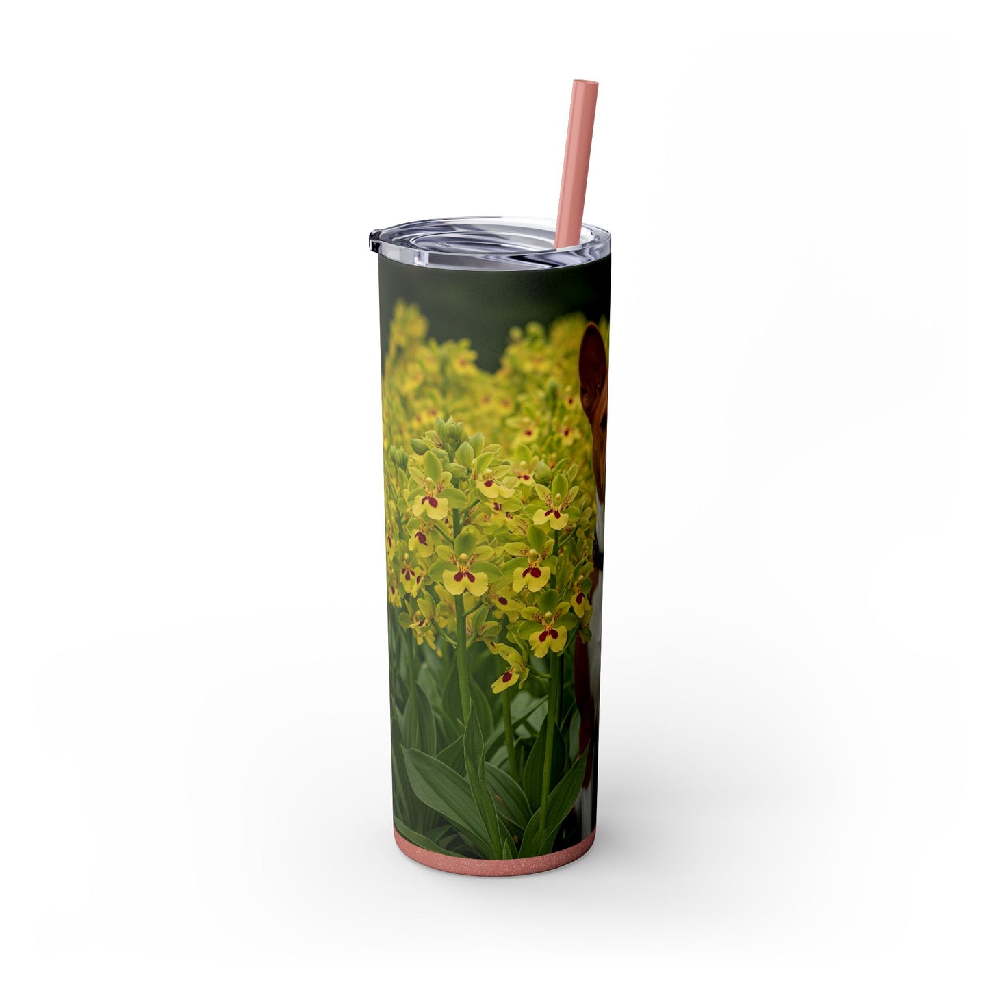 Basenji Skinny Tumbler with Straw, 20oz