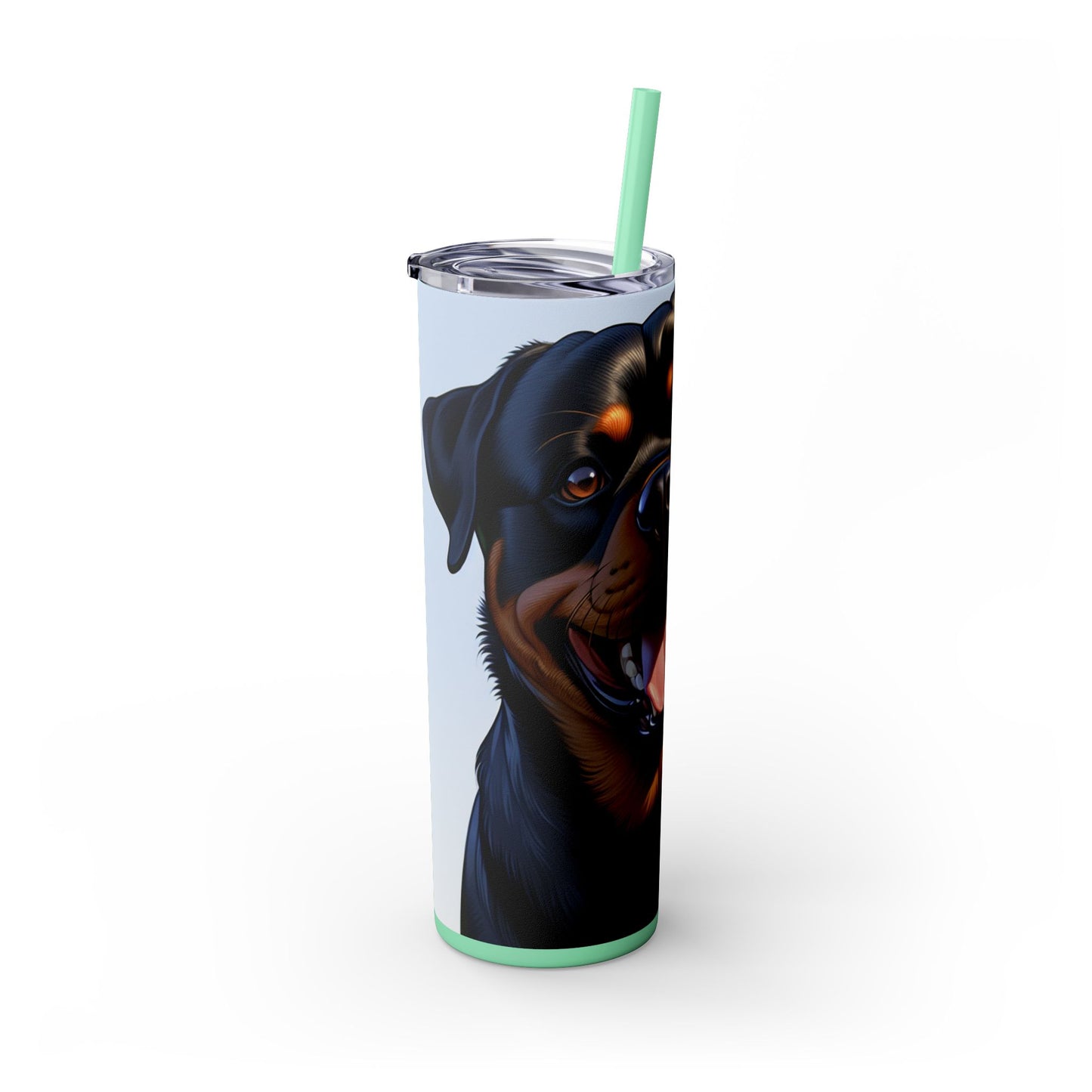 Rottweiler Skinny Tumbler with Straw, 20oz