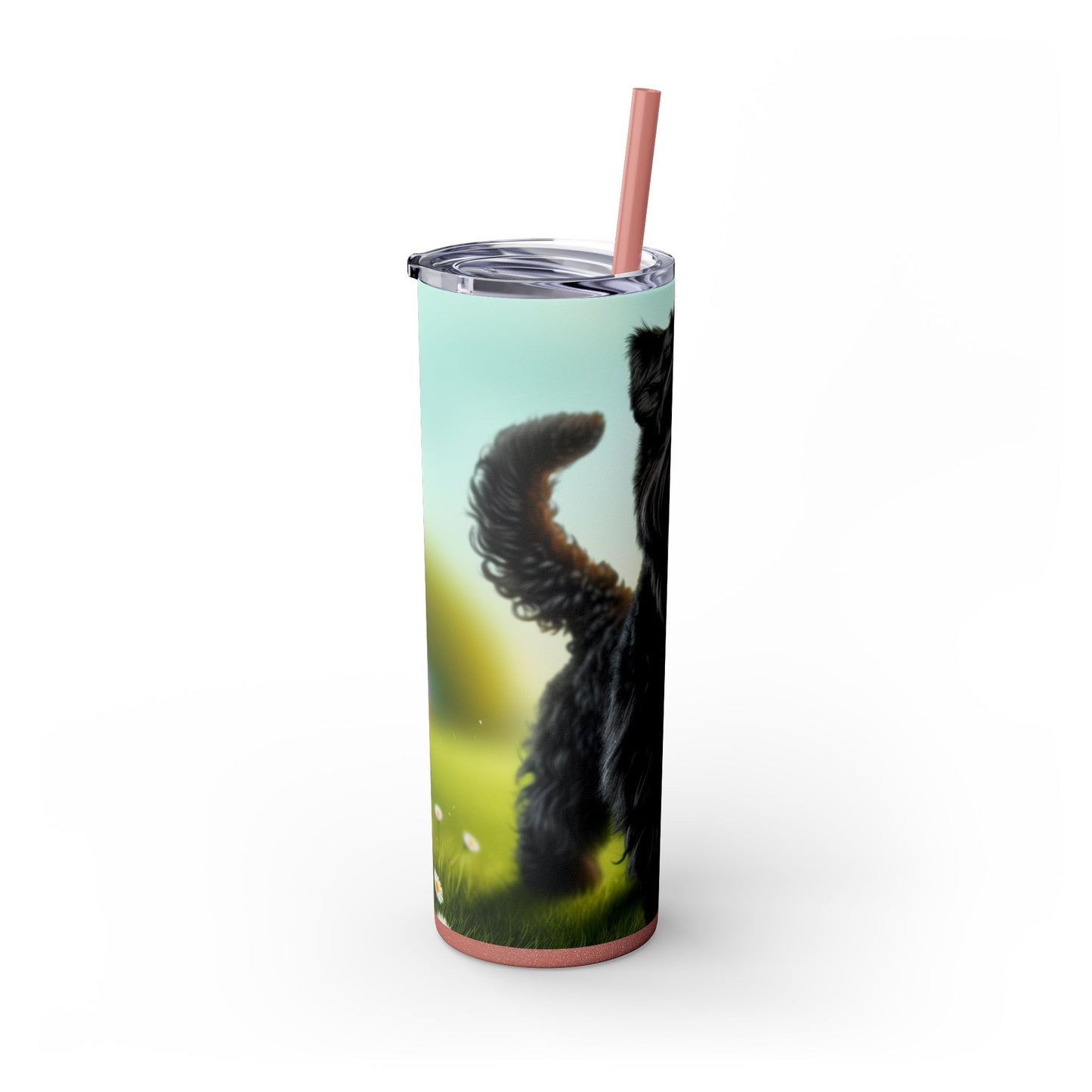 Russian Black Terrier Skinny Tumbler with Straw, 20oz