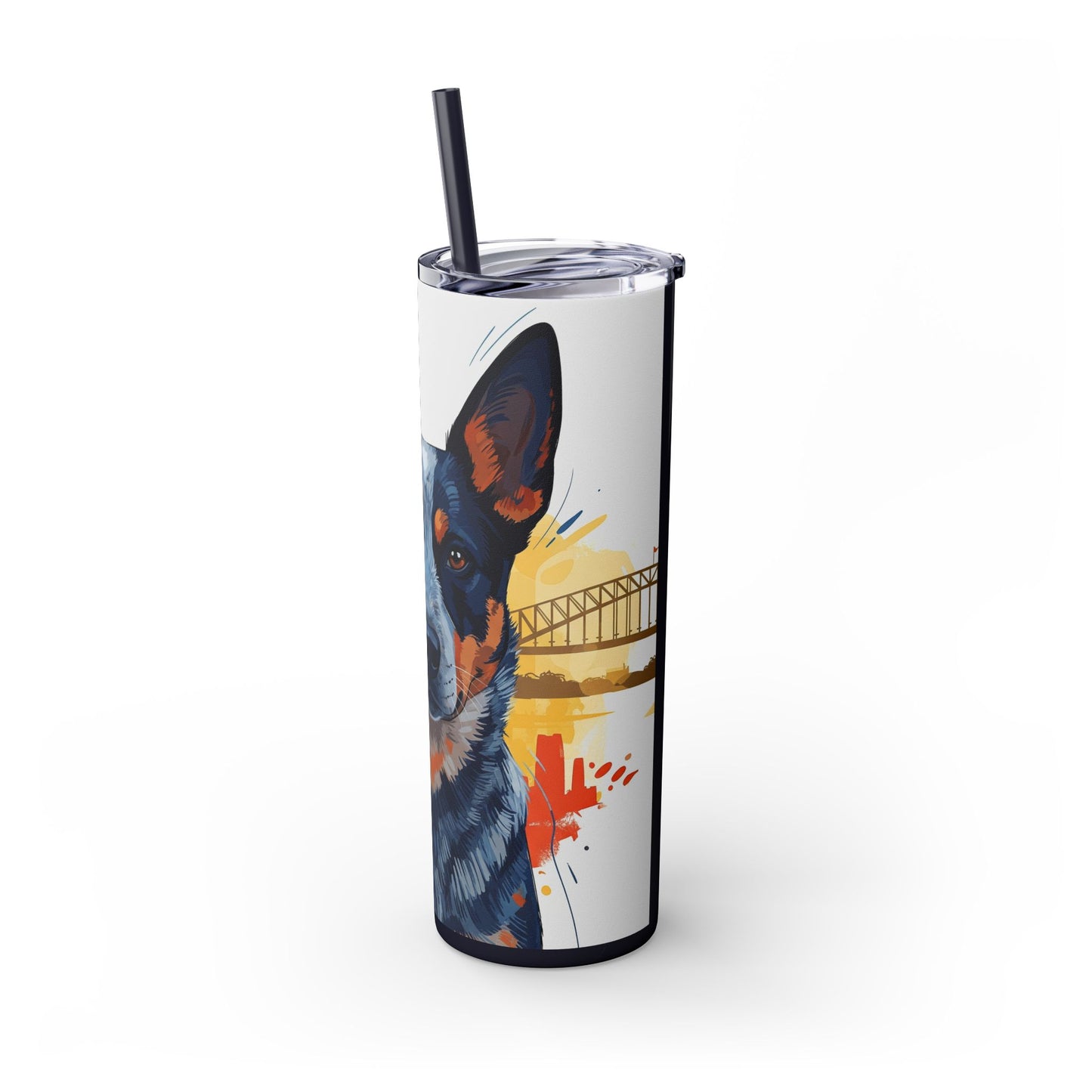 Australian Cattle Dog Skinny Tumbler with Straw, 20oz