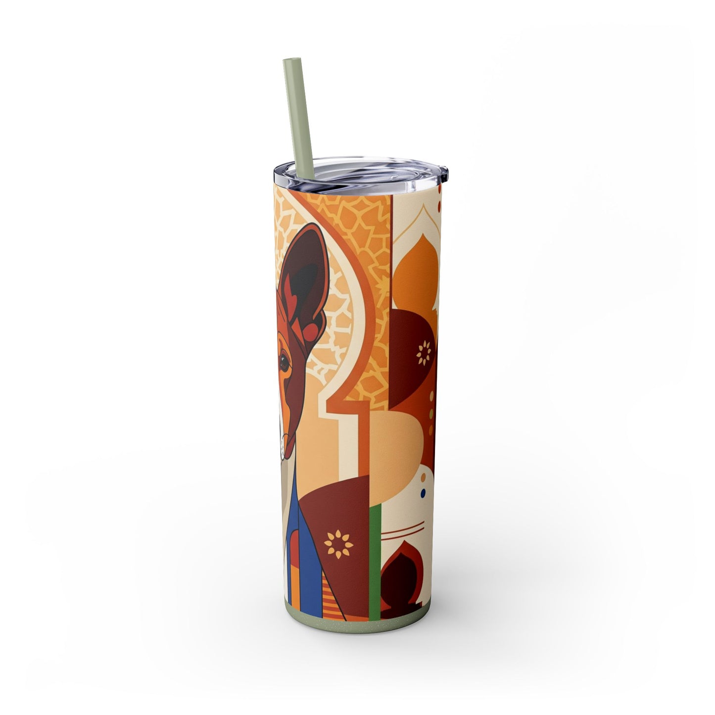 Basenji Skinny Tumbler with Straw, 20oz