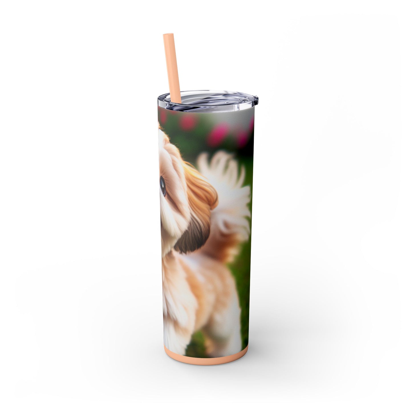 Shih-poo Skinny Tumbler with Straw, 20oz