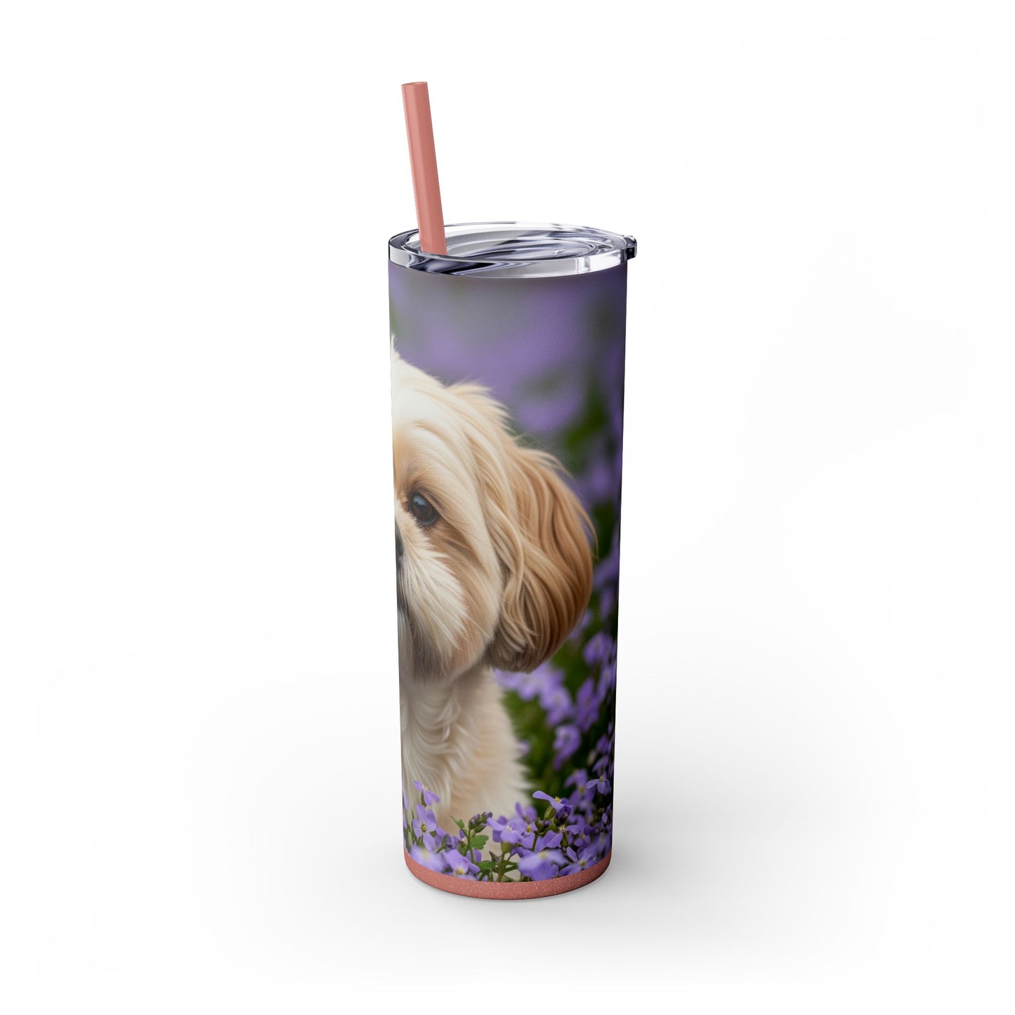 Shih-poo Skinny Tumbler with Straw, 20oz