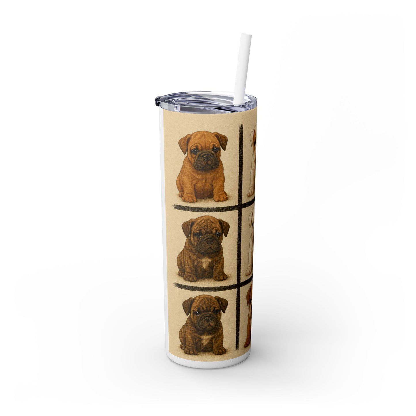 Bulldog puppies Tumbler with Straw, 20oz