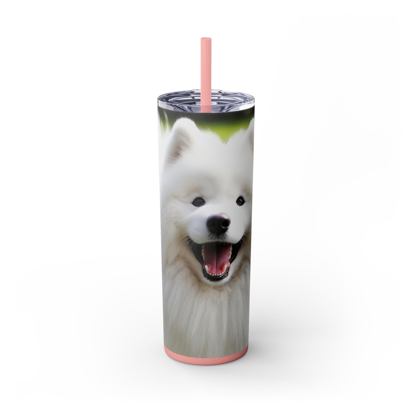 Samoyed Skinny Tumbler with Straw, 20oz