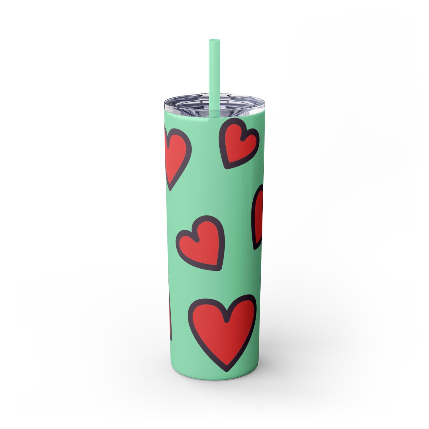 Hearts Skinny Tumbler with Straw, 20oz