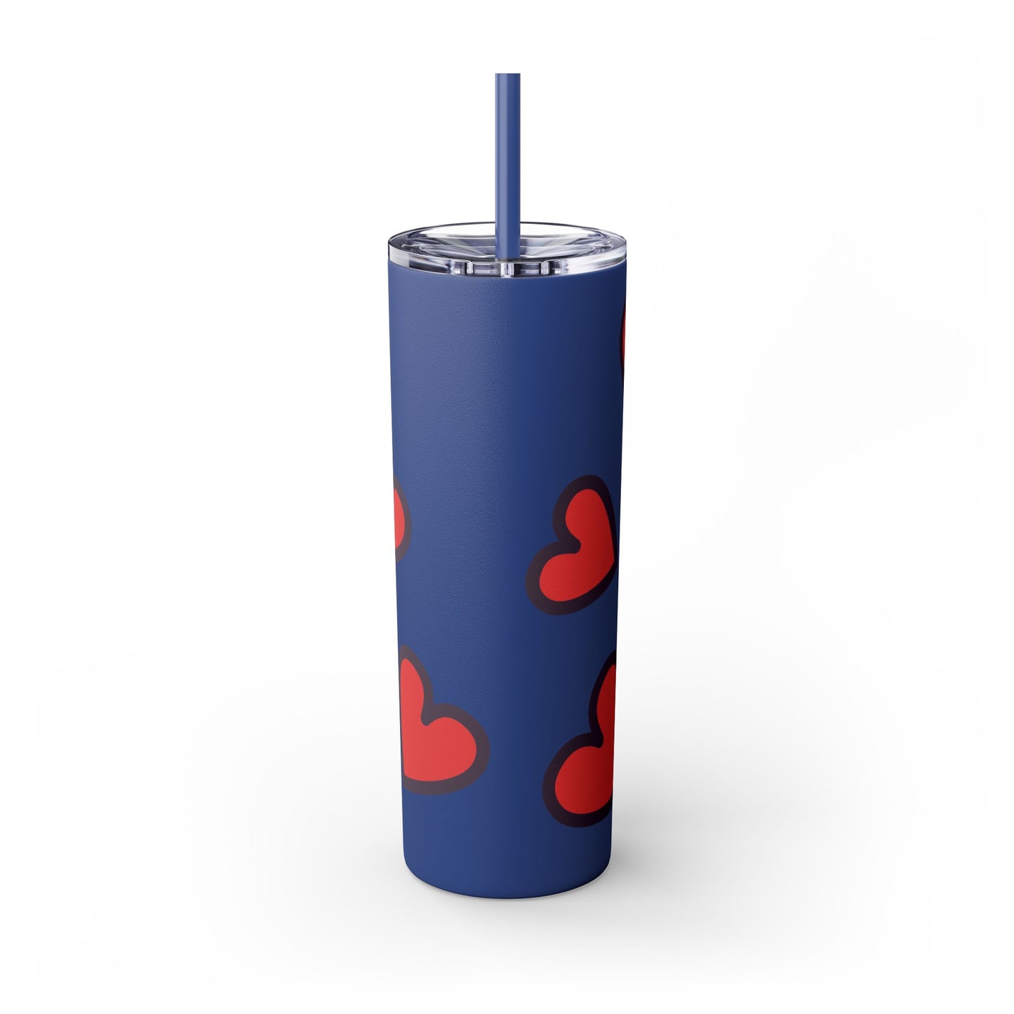 Hearts Skinny Tumbler with Straw, 20oz