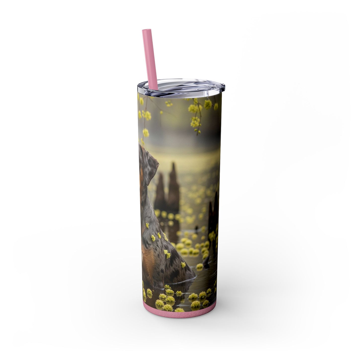 Catahoula Leopard Dog Skinny Tumbler with Straw, 20oz
