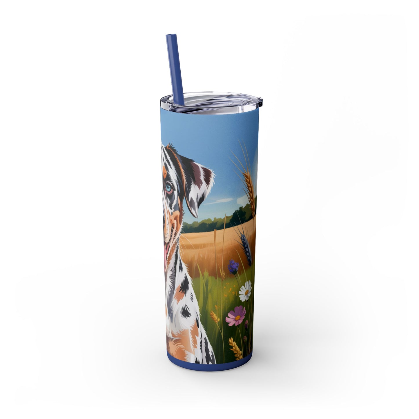 Catahoula Leopard Dog Skinny Tumbler with Straw, 20oz