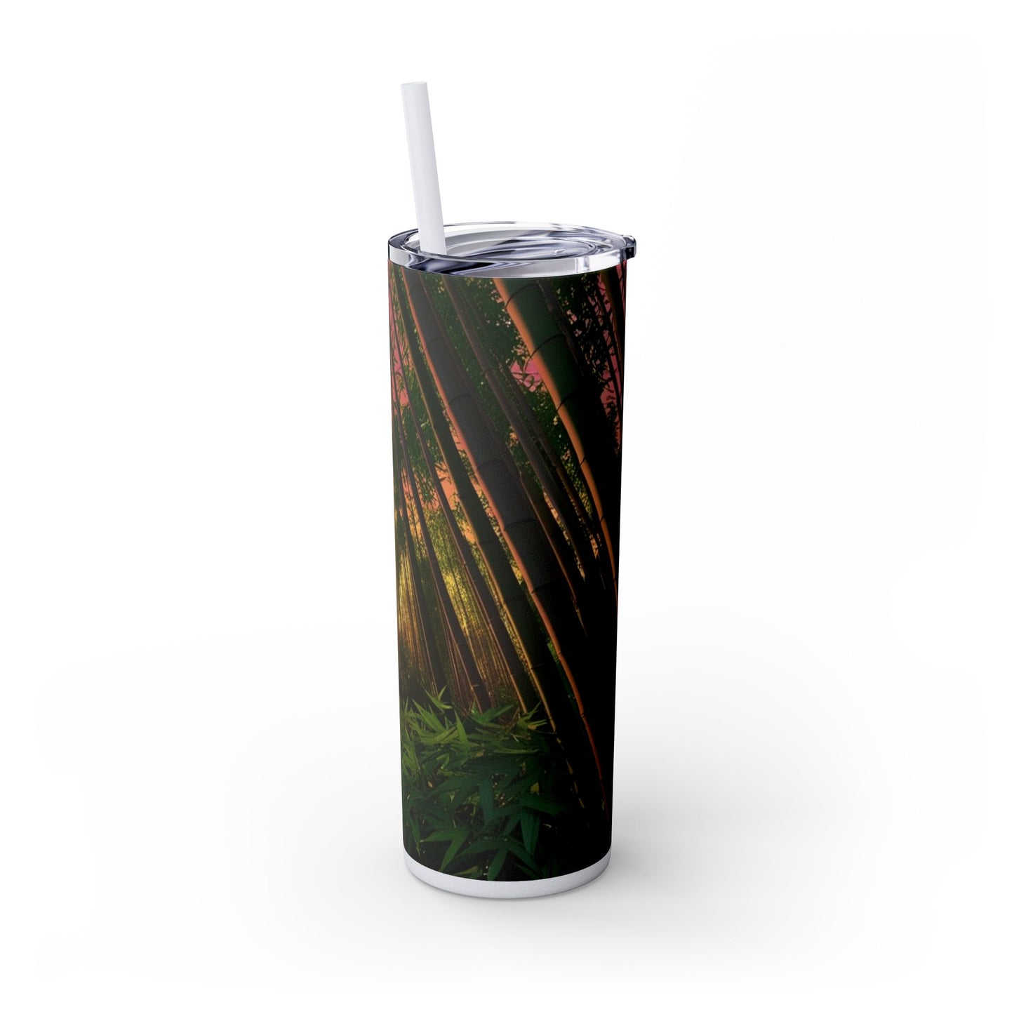 Bamboo Forest Sunrise Skinny Tumbler with Straw, 20oz