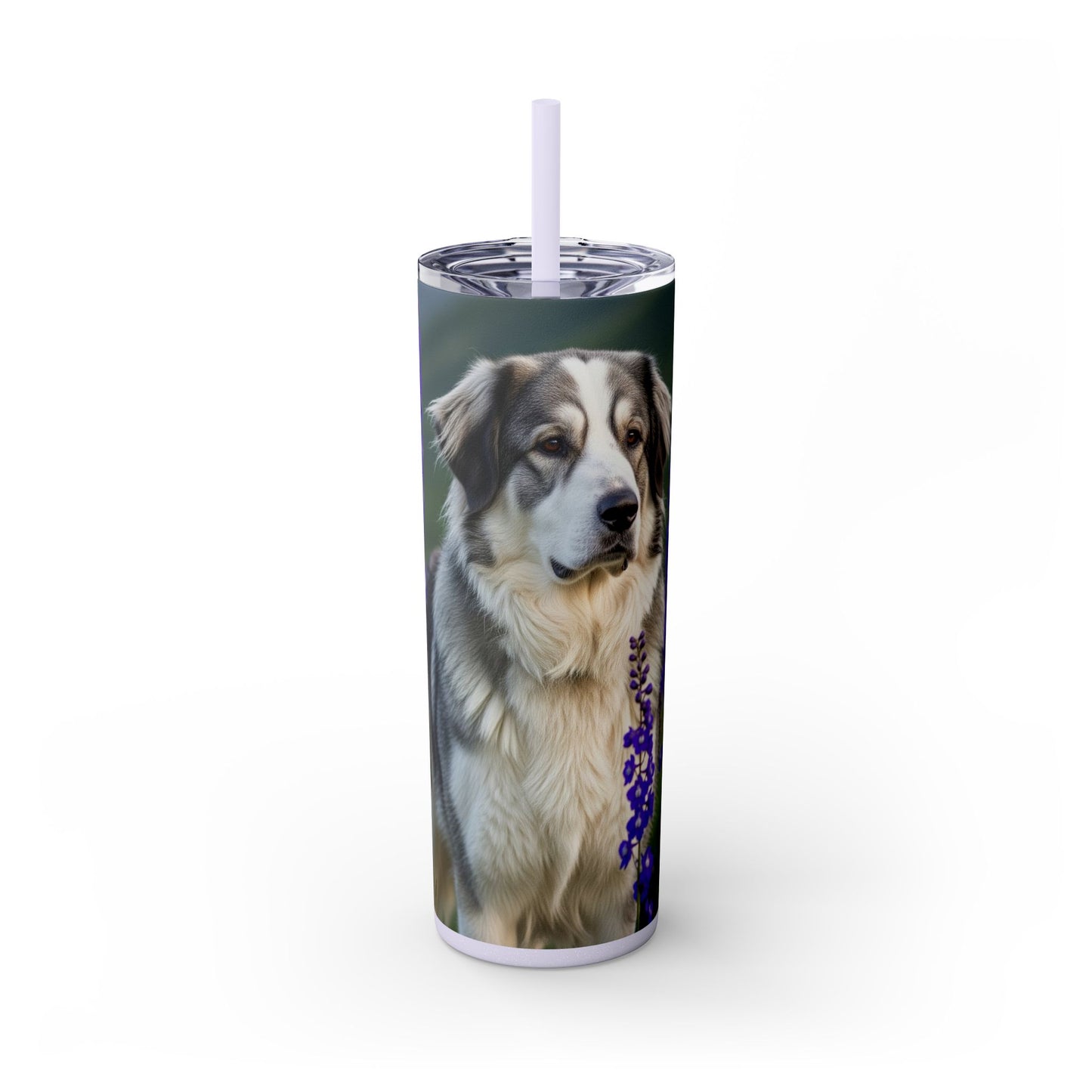 Tatra Shepherd Dog Skinny Tumbler with Straw, 20oz