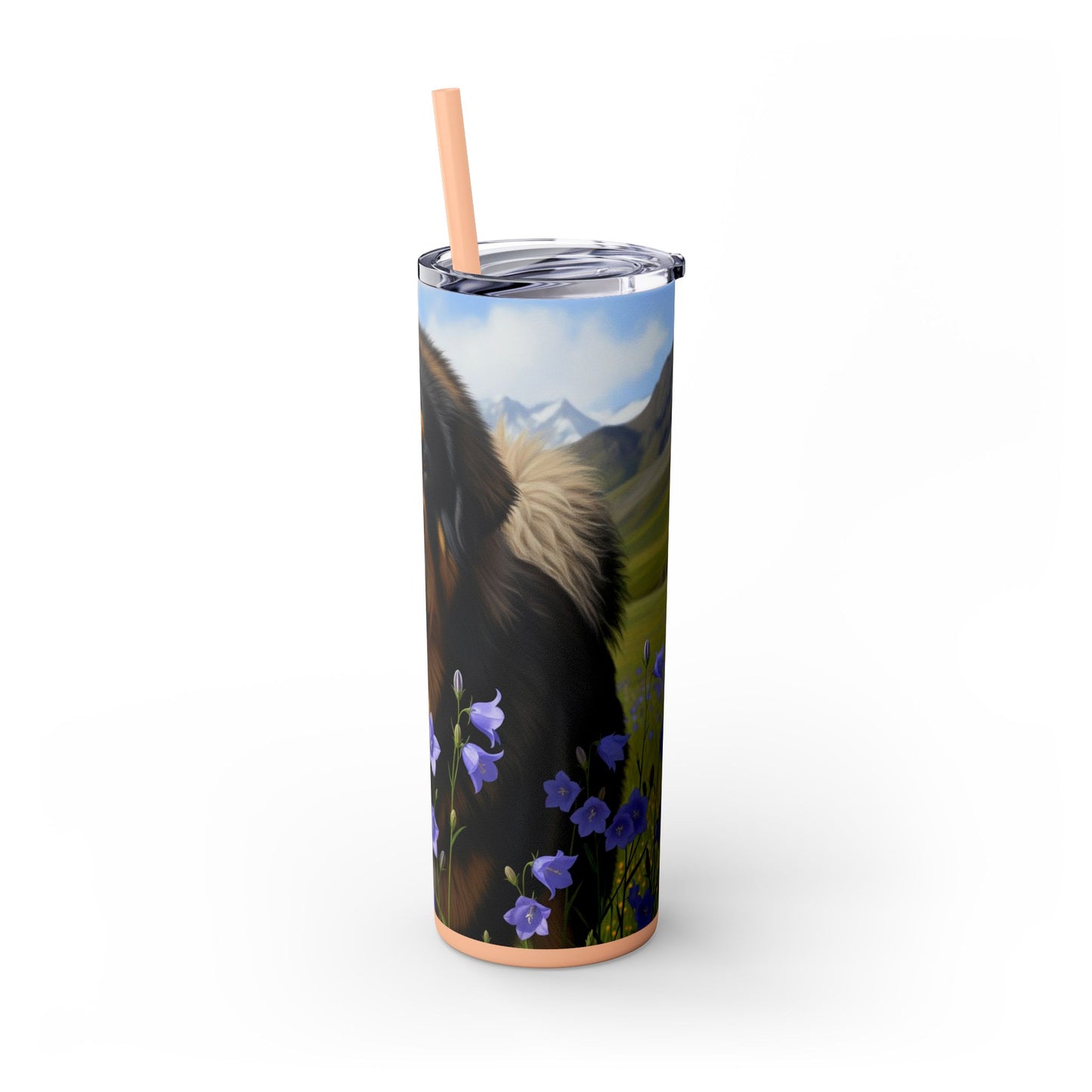 Tibetan Mastiff Skinny Tumbler with Straw, 20oz