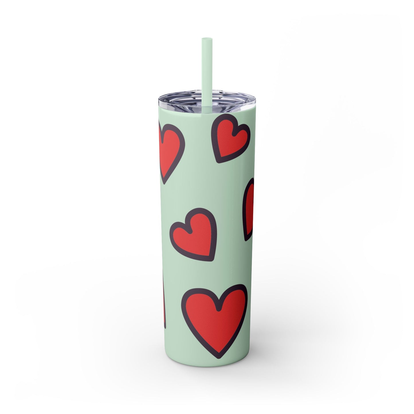 Hearts Skinny Tumbler with Straw, 20oz