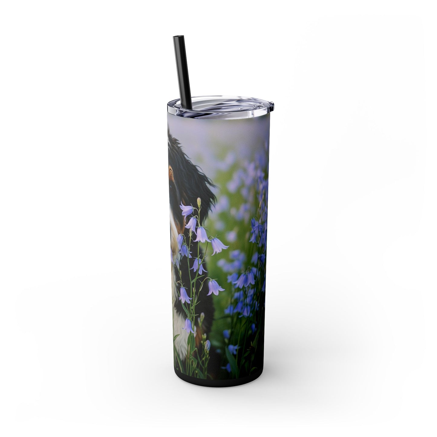 Bernedoodle Skinny Tumbler with Straw, 20oz