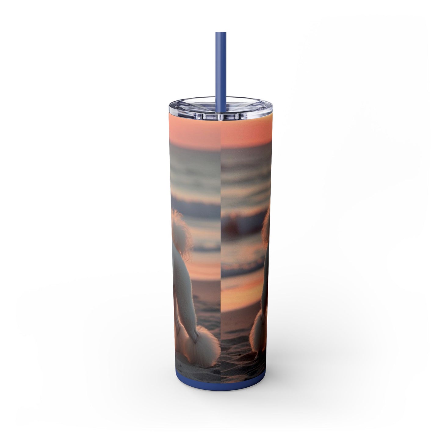 Poodle Love Skinny Tumbler with Straw, 20oz