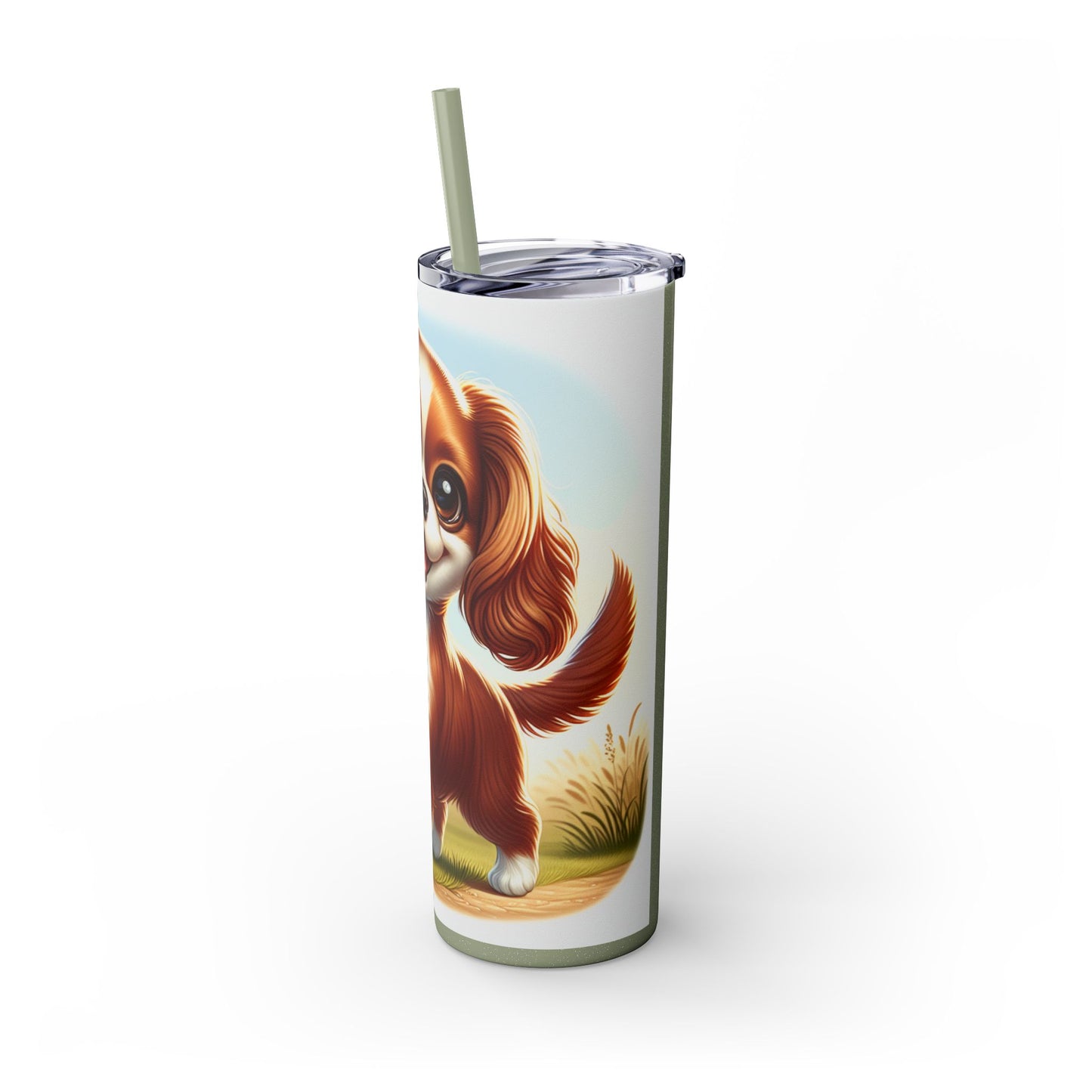 English Toy Spaniel Skinny Tumbler with Straw, 20oz