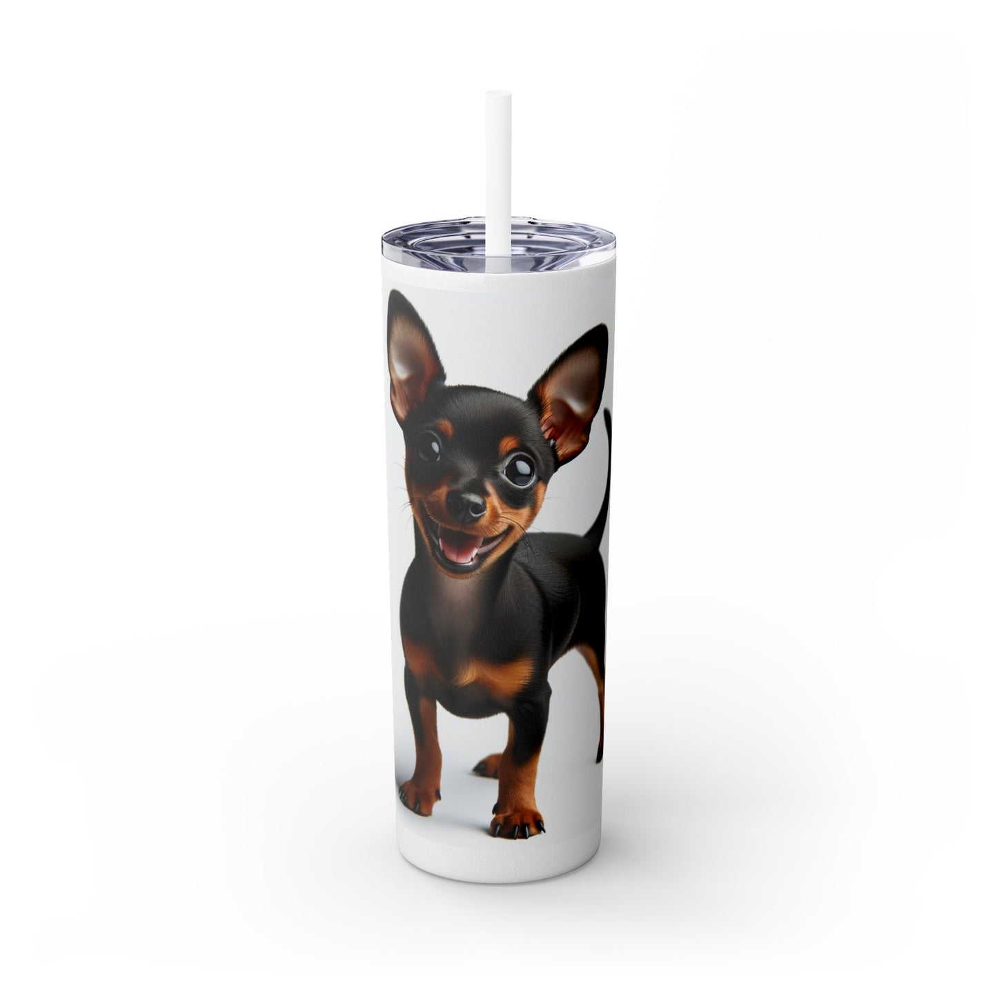 Miniature Pinscher Skinny Tumbler with Straw, 20oz