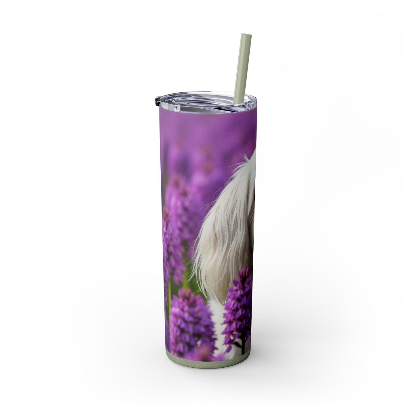 Maltese Skinny Tumbler with Straw, 20oz