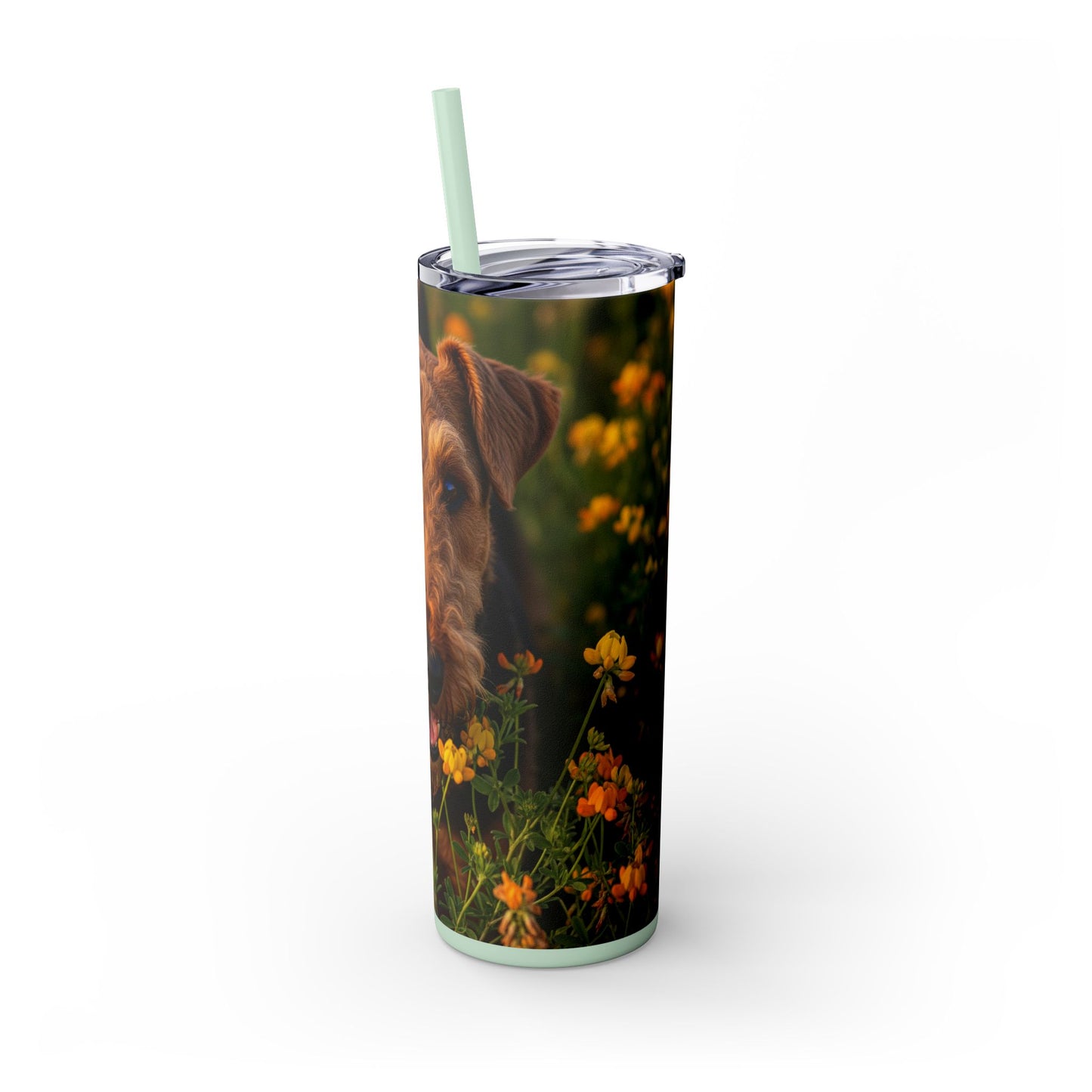 Airedale Terrier Skinny Tumbler with Straw, 20oz