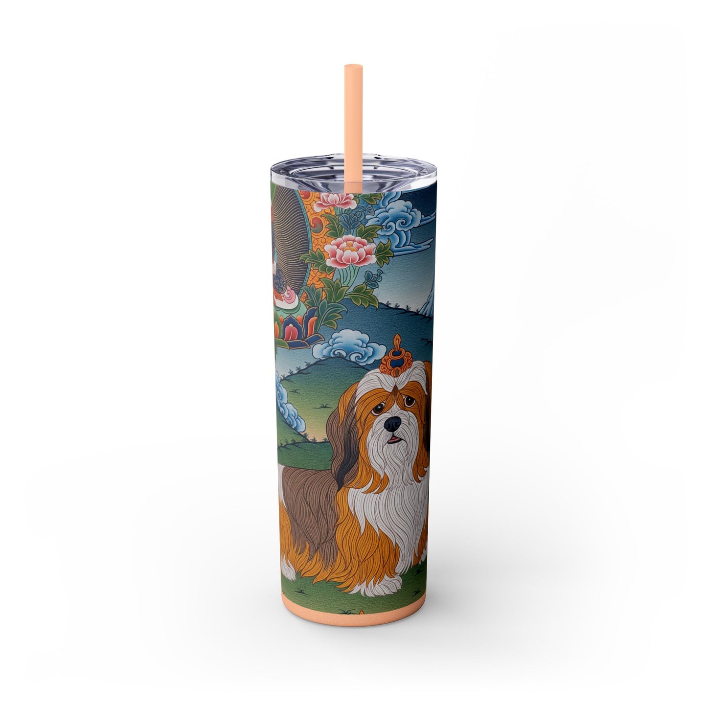 Lhasa Apso Skinny Tumbler with Straw, 20oz