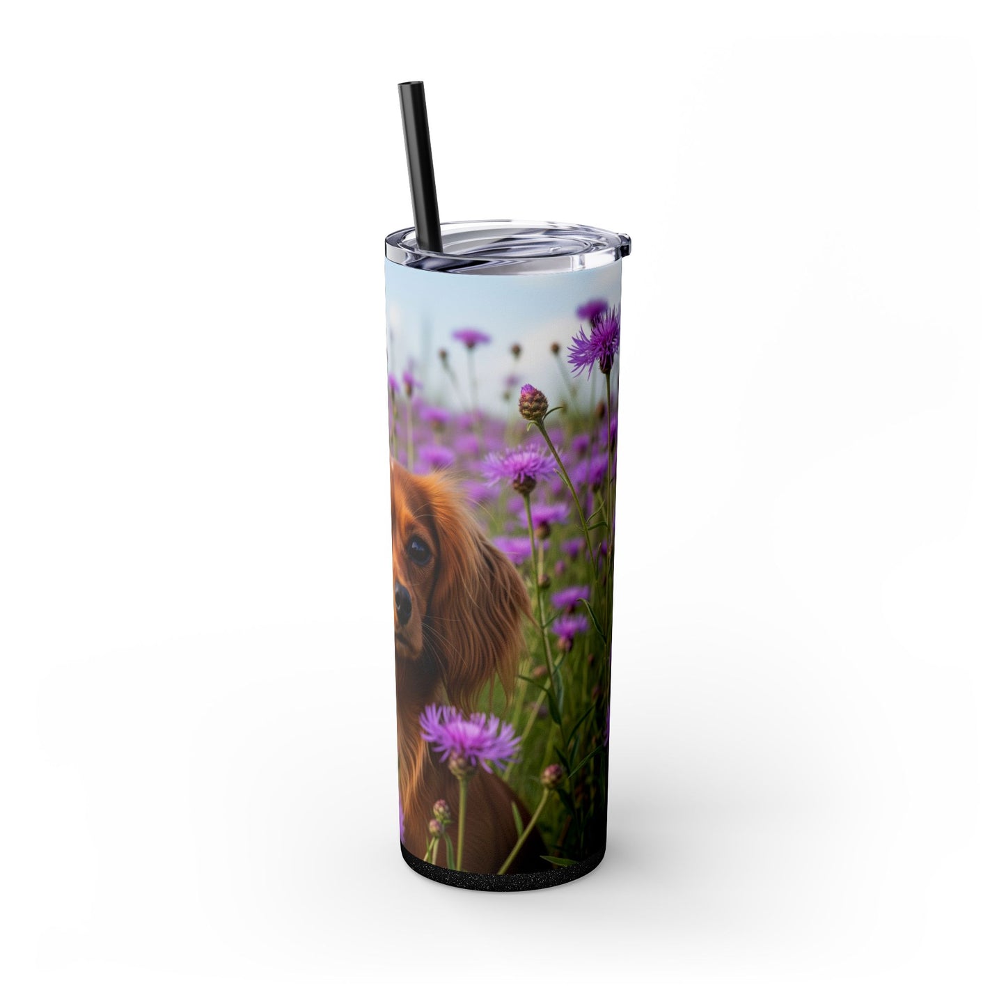 English Toy Spaniel Skinny Tumbler with Straw, 20oz
