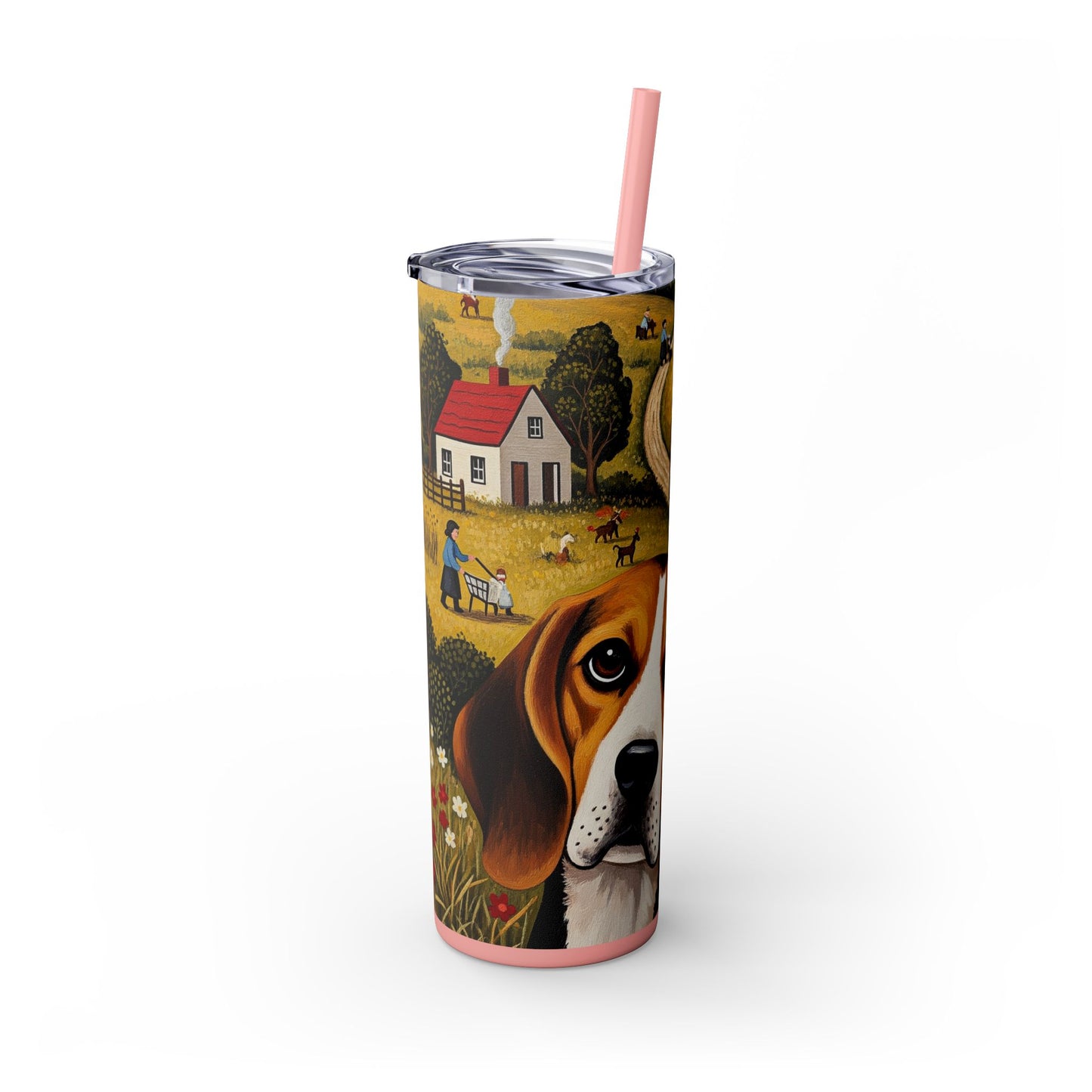 Beagle Skinny Tumbler with Straw, 20oz