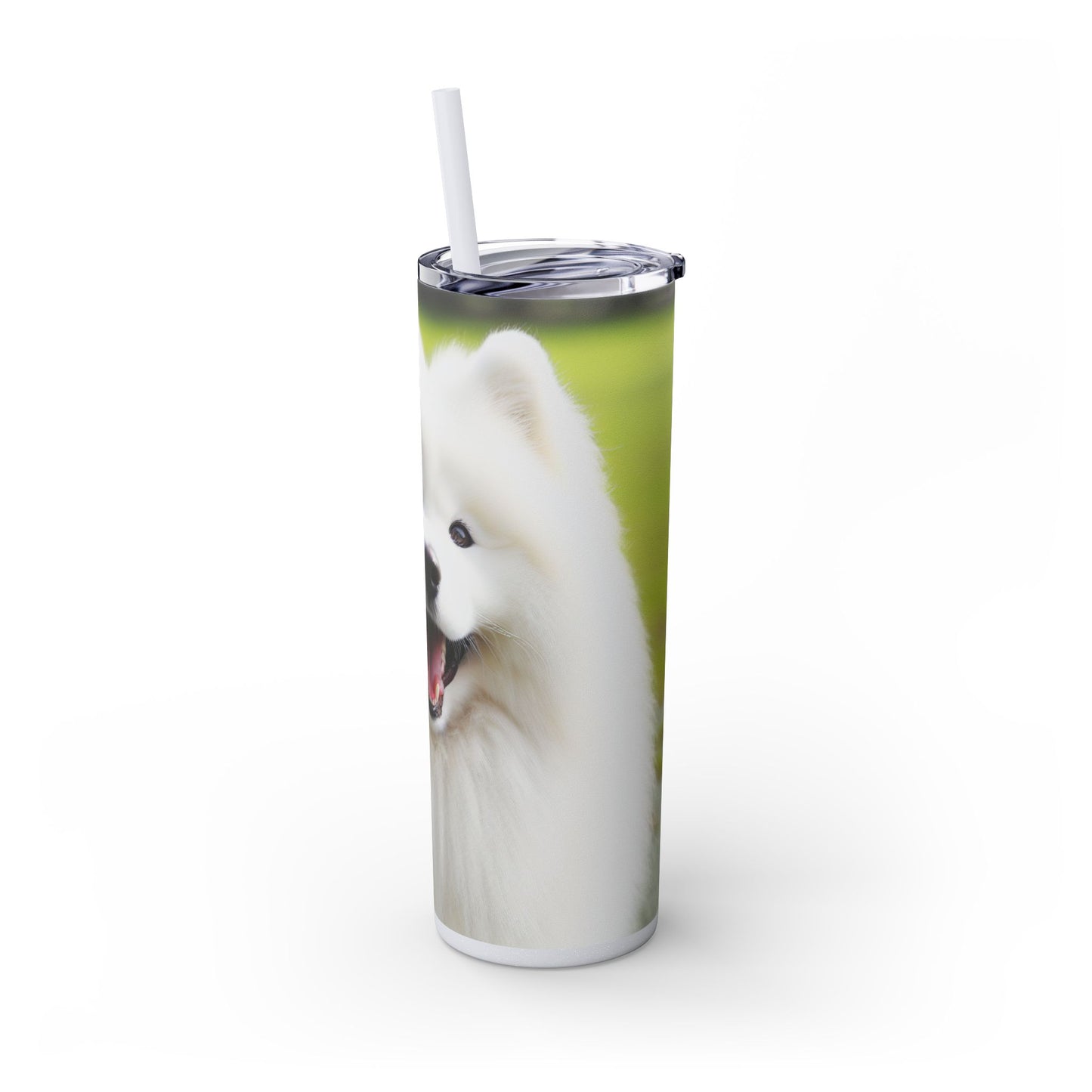 Samoyed Skinny Tumbler with Straw, 20oz