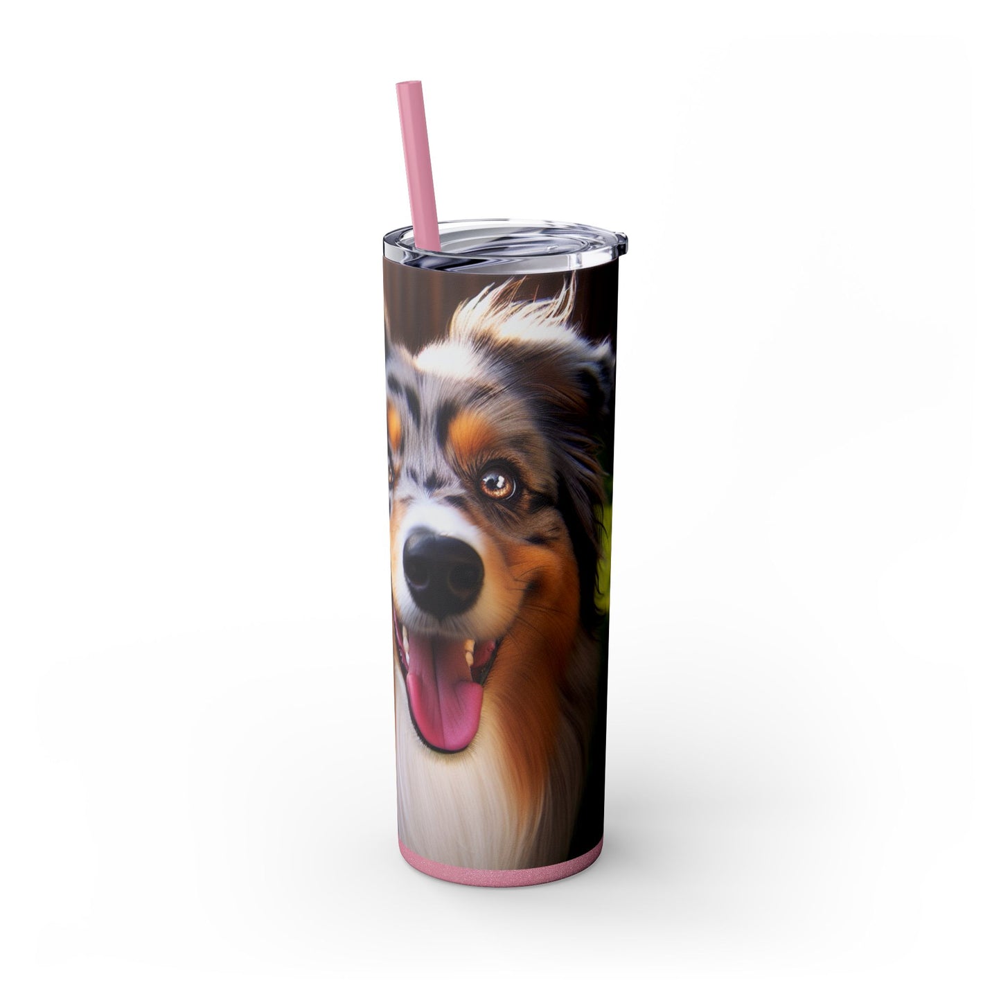 Australian Shepherd Skinny Tumbler with Straw, 20oz