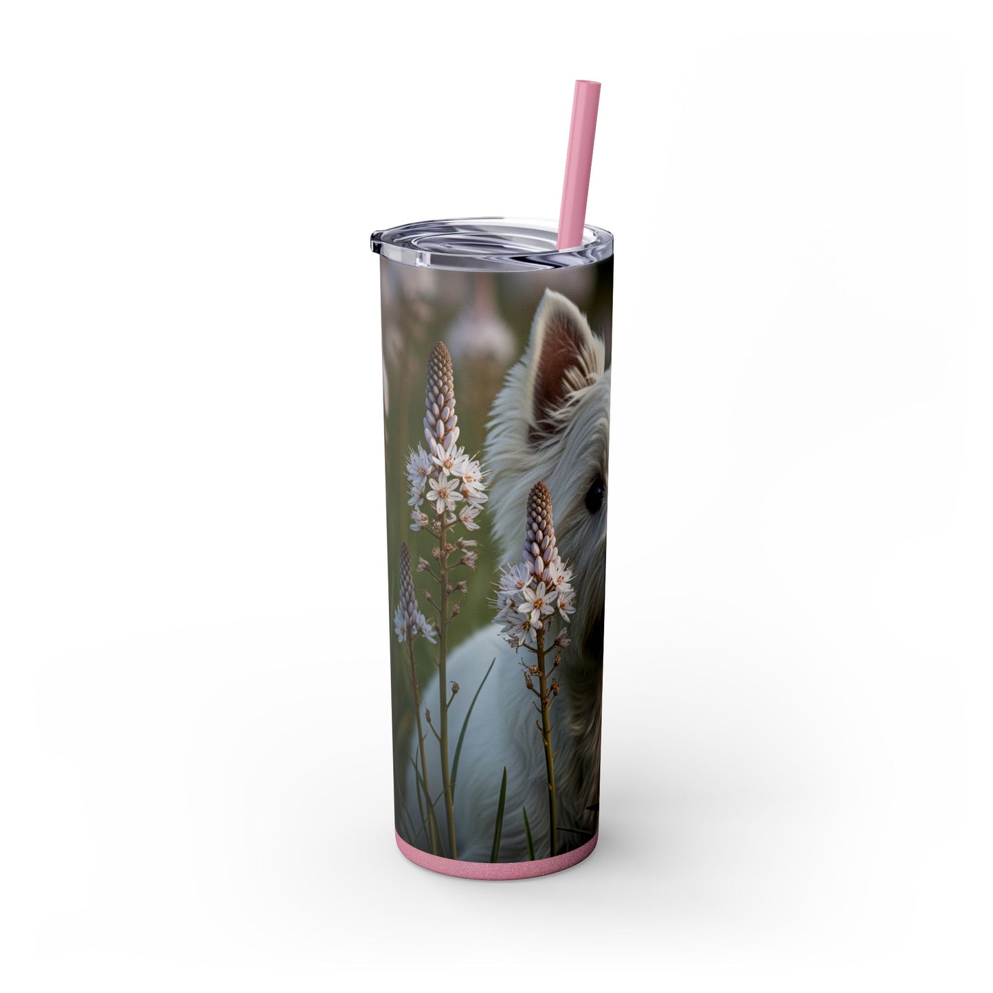 West Highland White Terrier Skinny Tumbler with Straw, 20oz