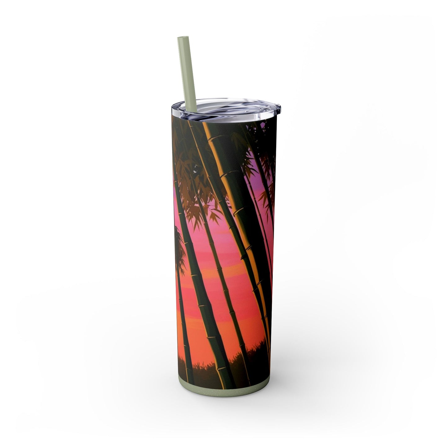 Bamboo Forest Sunrise Skinny Tumbler with Straw, 20oz