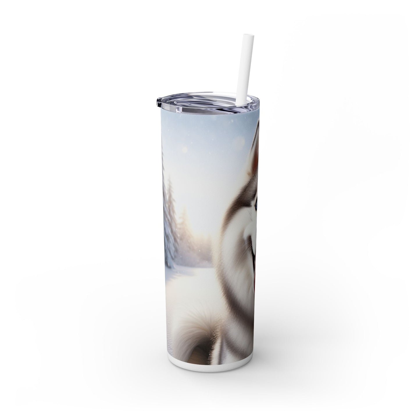 Siberian Husky Skinny Tumbler with Straw, 20oz