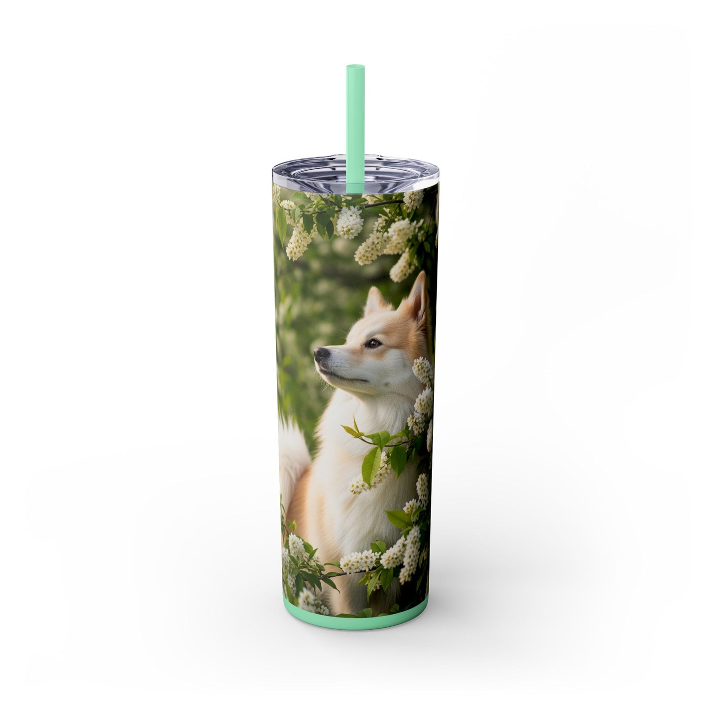 Finnish Spitz Skinny Tumbler with Straw, 20oz