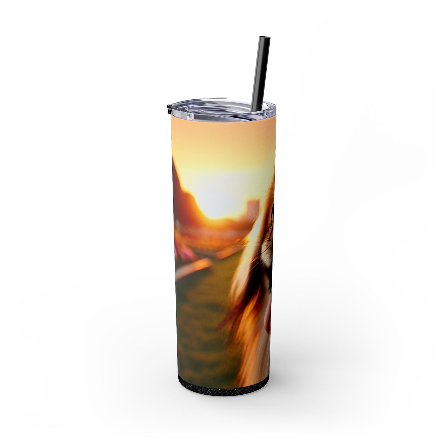 Pekingese Skinny Tumbler with Straw, 20oz