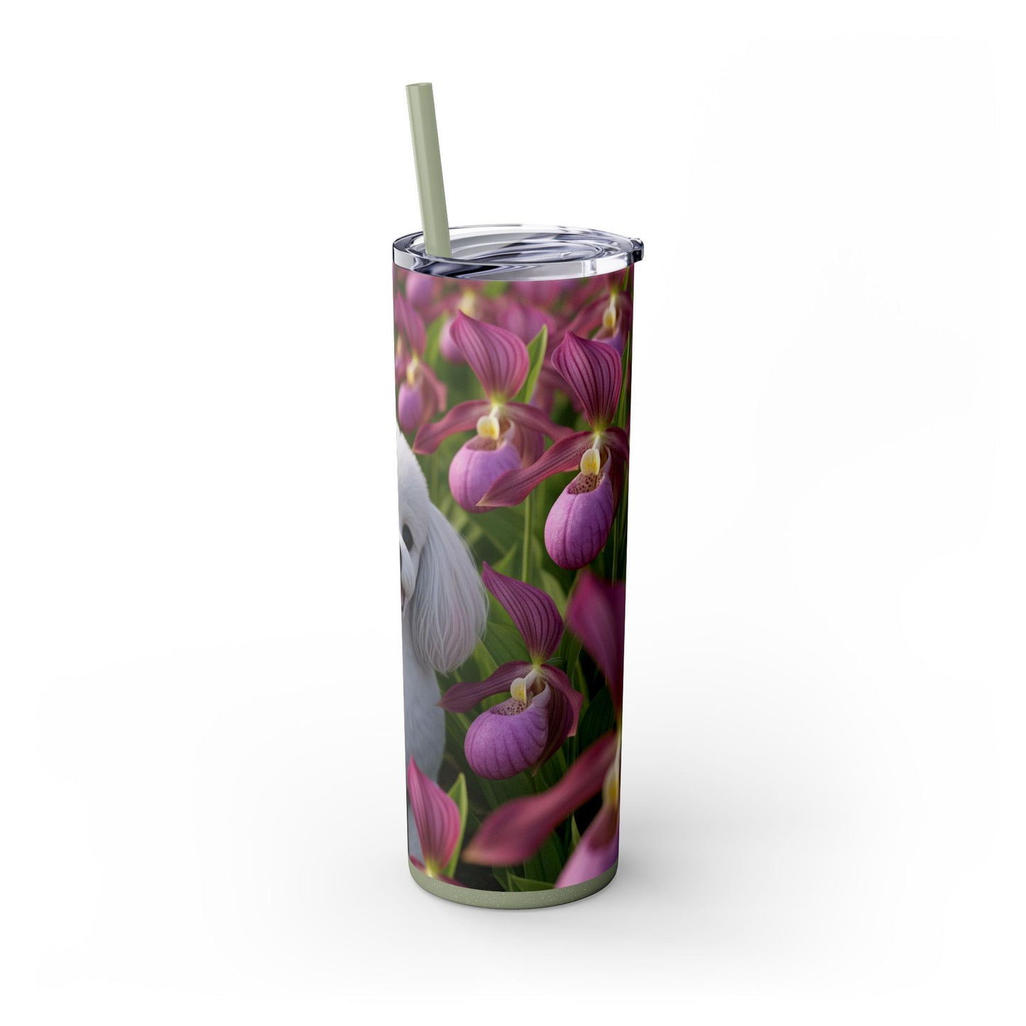 Toy Poodle Skinny Tumbler with Straw, 20oz