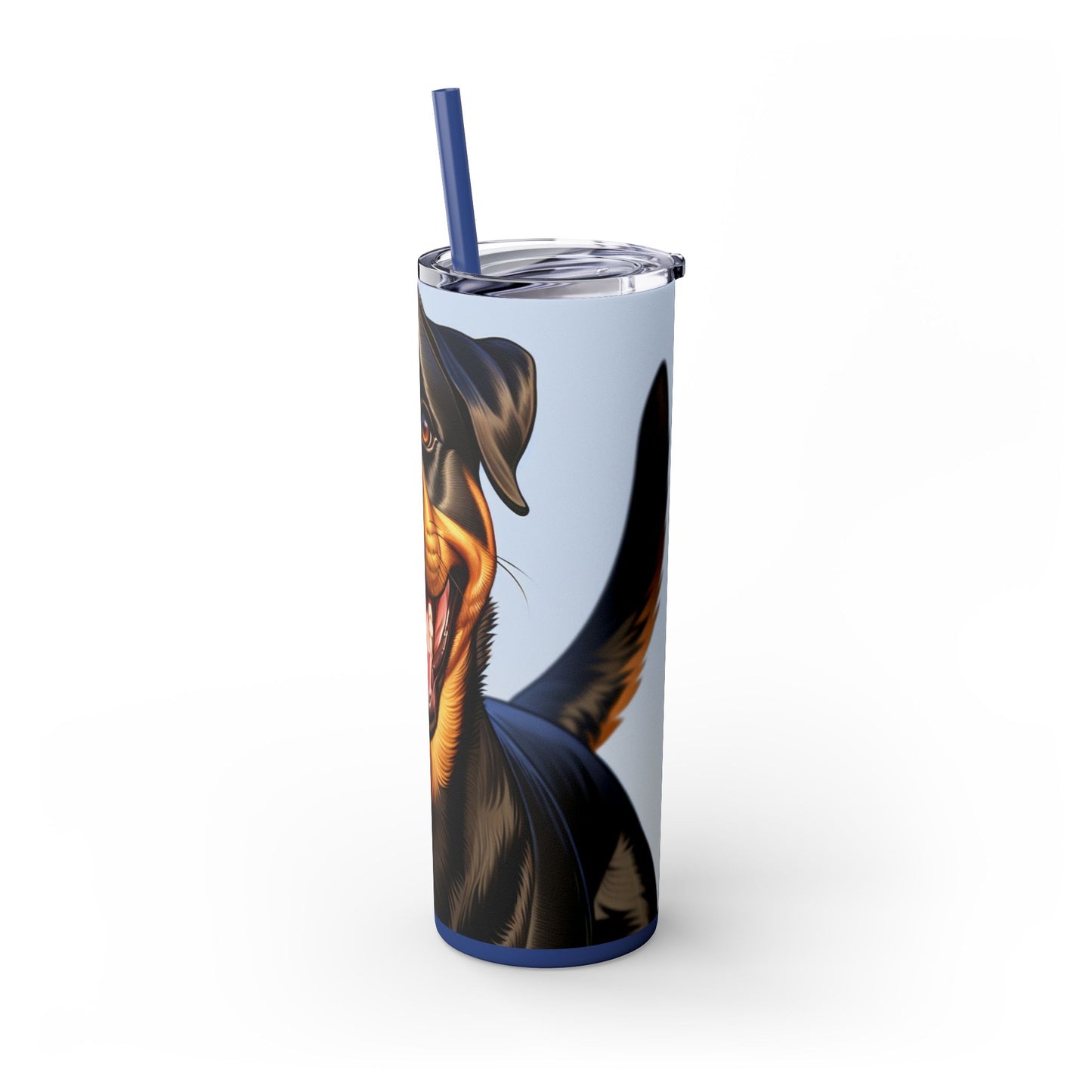 Rottweiler Skinny Tumbler with Straw, 20oz