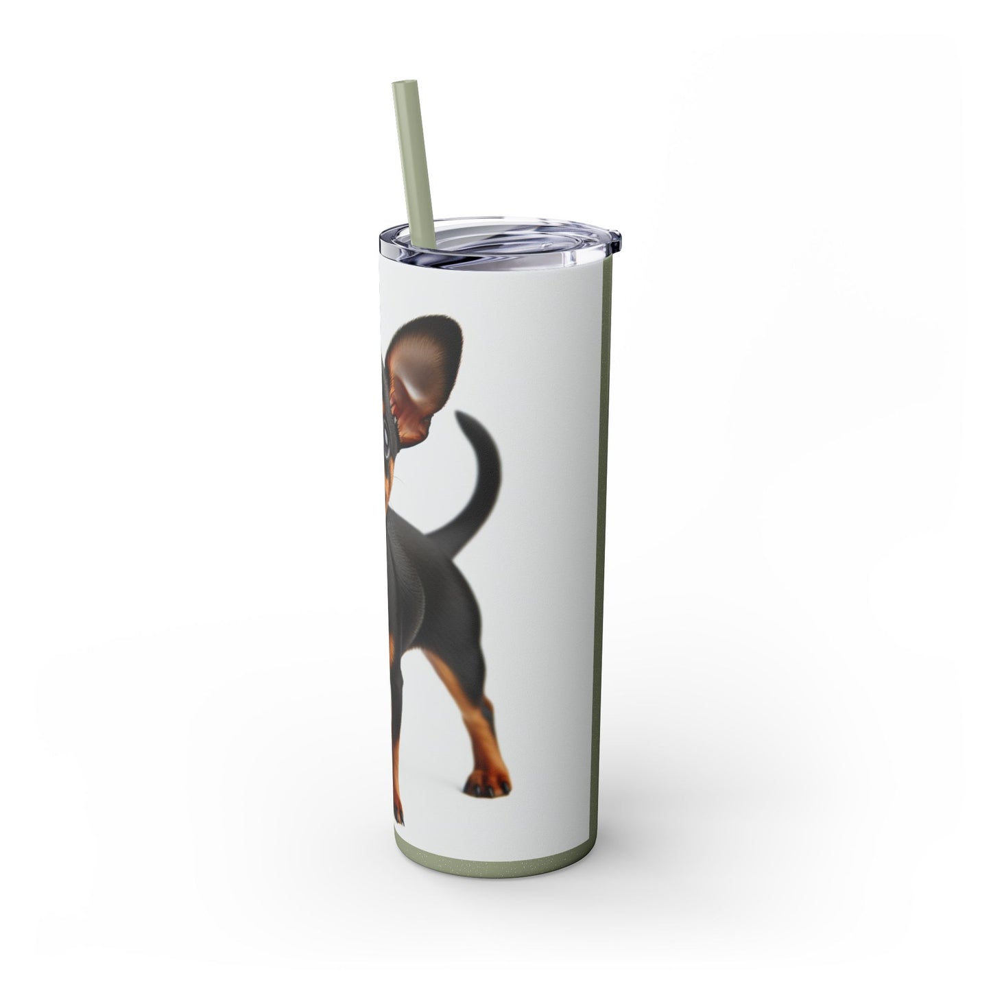 Miniature Pinscher Skinny Tumbler with Straw, 20oz