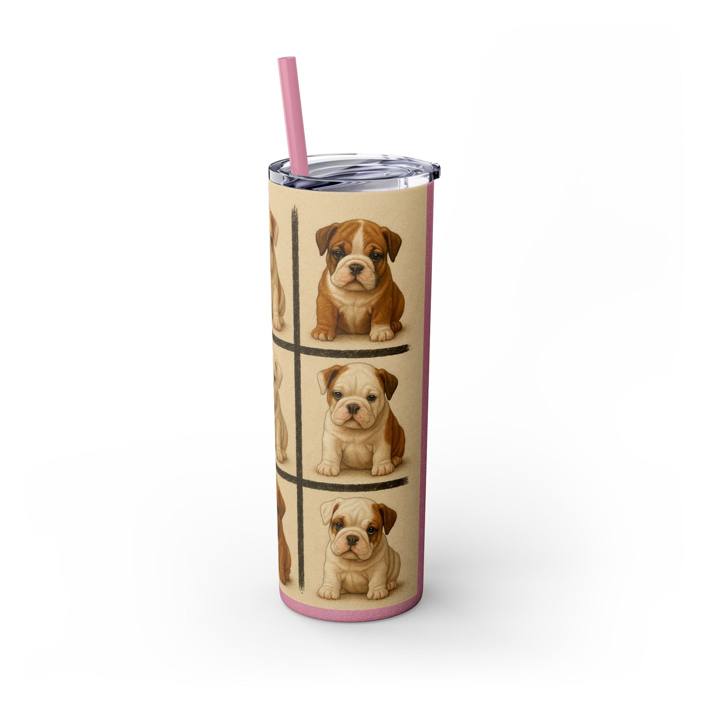 Bulldog puppies Tumbler with Straw, 20oz