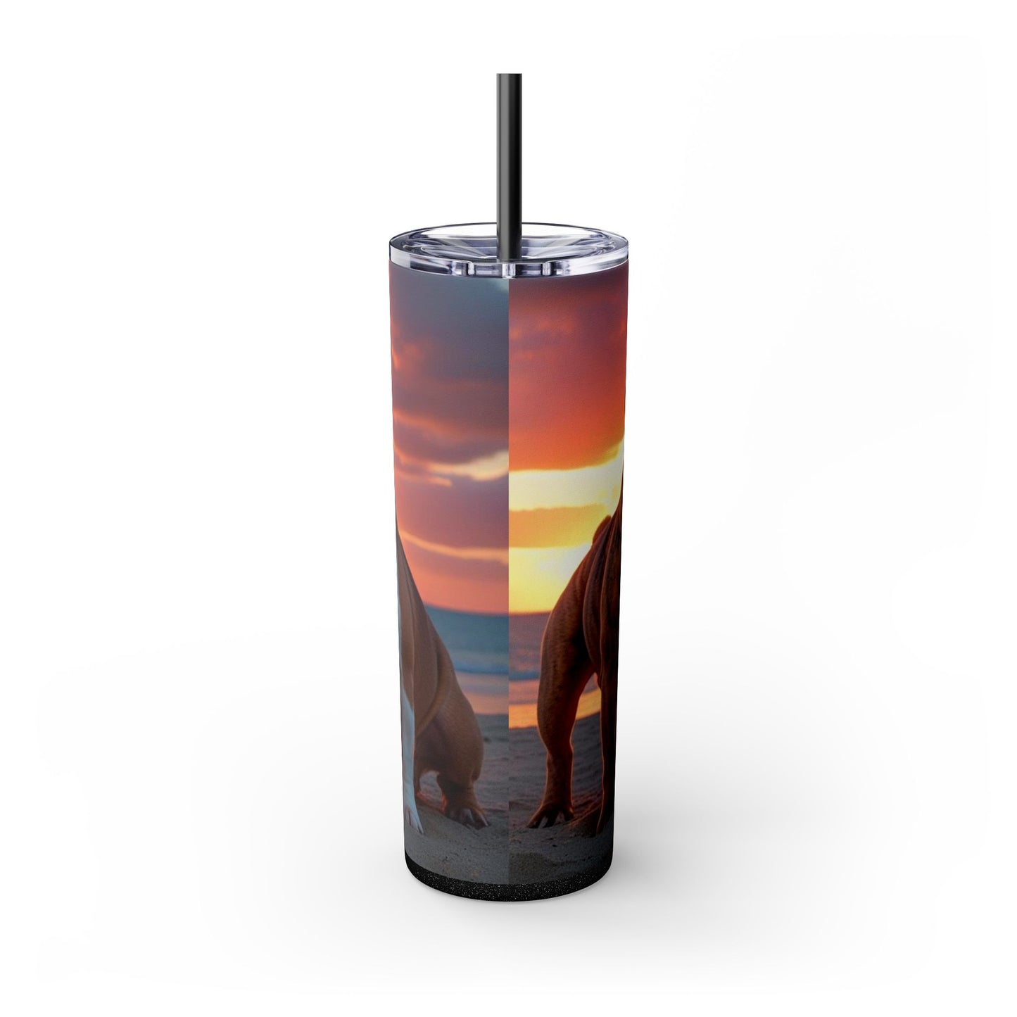Bulldog Love Skinny Tumbler with Straw, 20oz