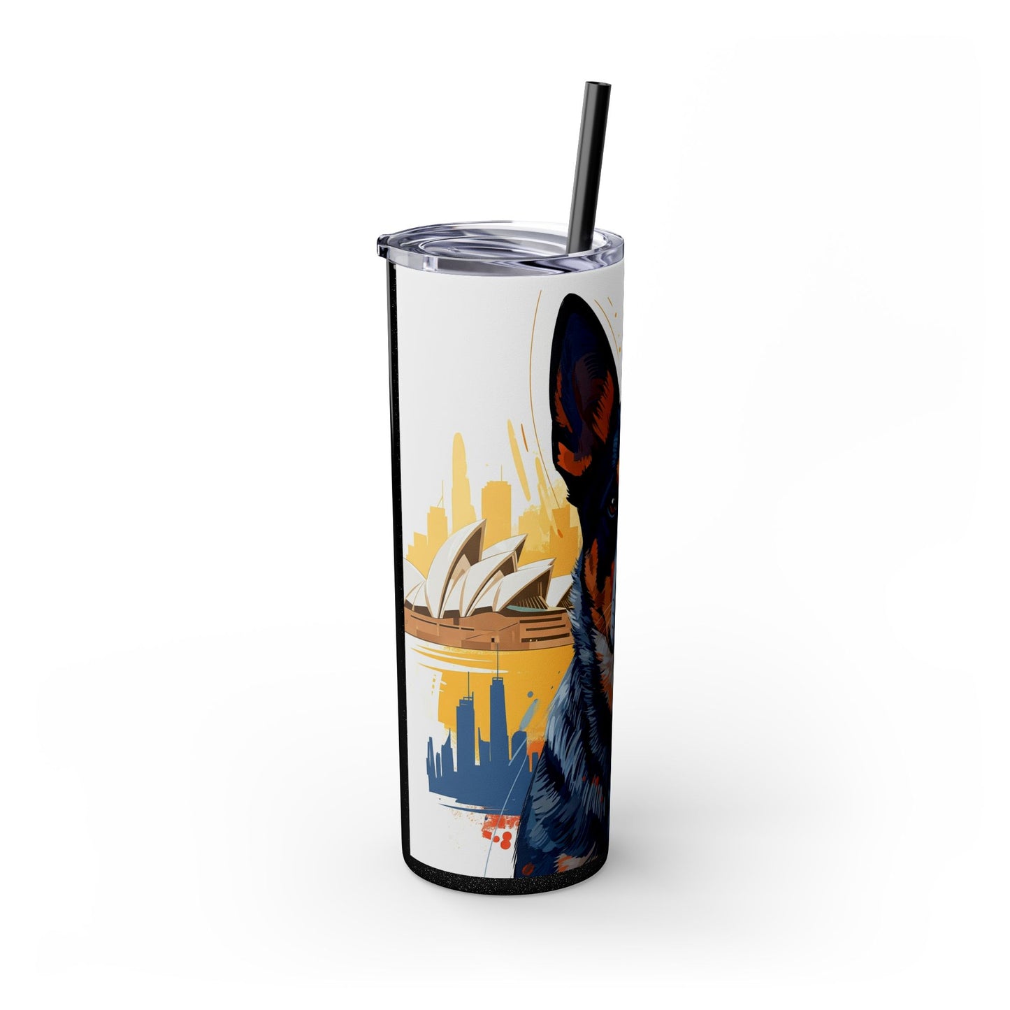 Australian Cattle Dog Skinny Tumbler with Straw, 20oz